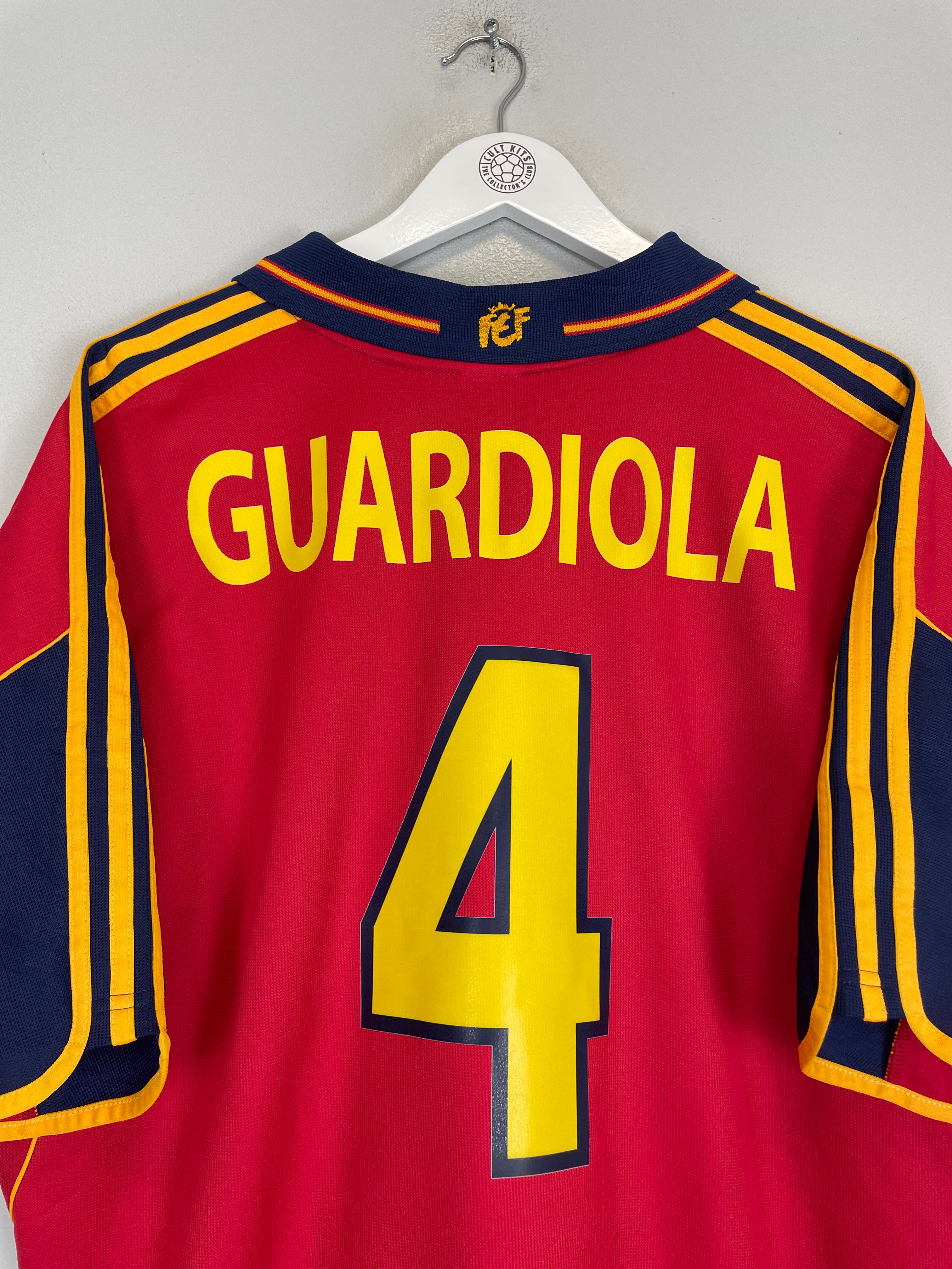 Shop 1999/02 SPAIN GUARDIOLA #4 HOME SHIRT (XL) ADIDAS, classic football shirts, vintage football shirts & retro soccer jerseys at Cult Kits