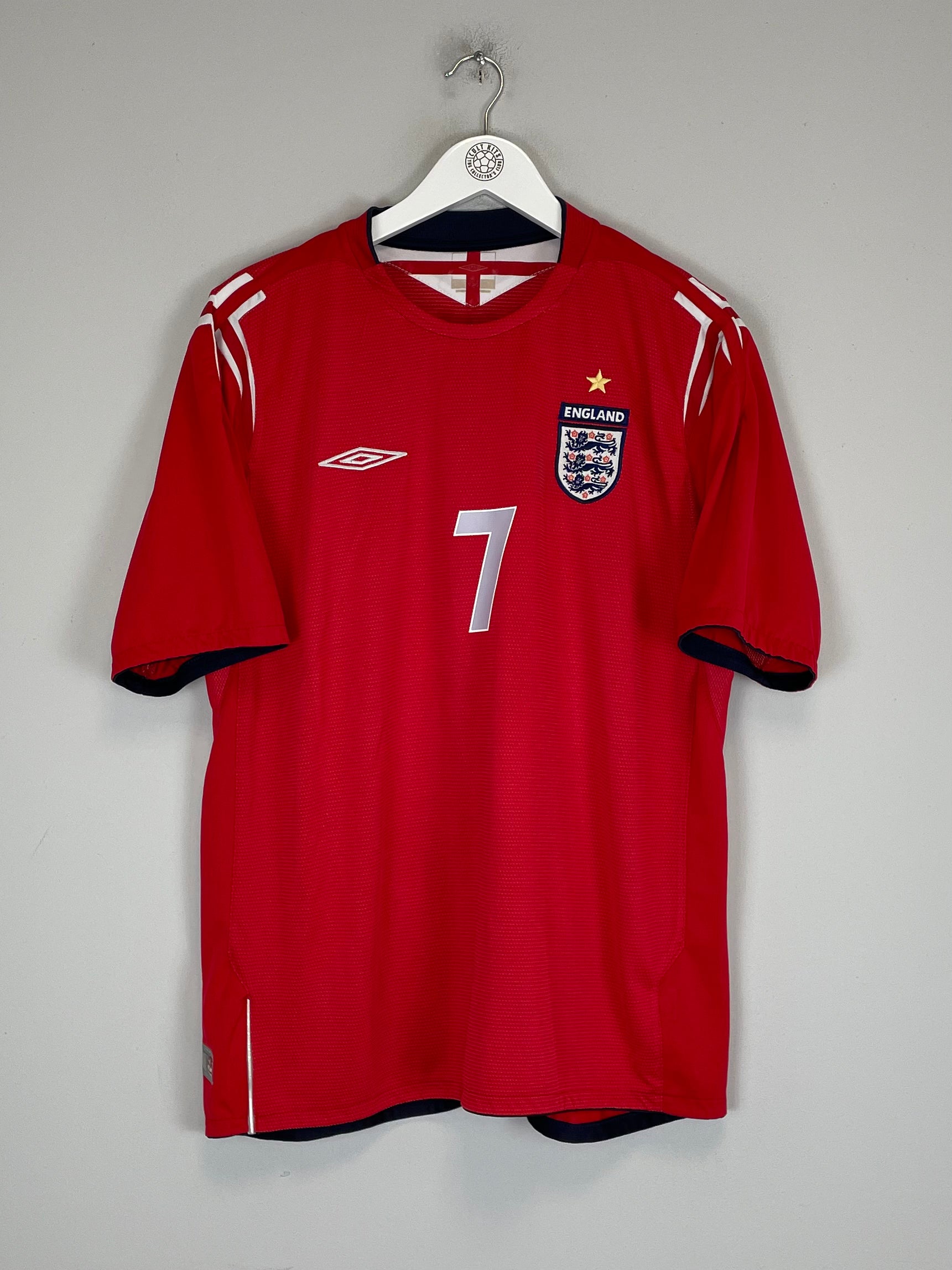 Shop 2004/06 ENGLAND BECKHAM #7 AWAY SHIRT (L) UMBRO, classic football shirts, vintage football shirts & retro soccer jerseys at Cult Kits