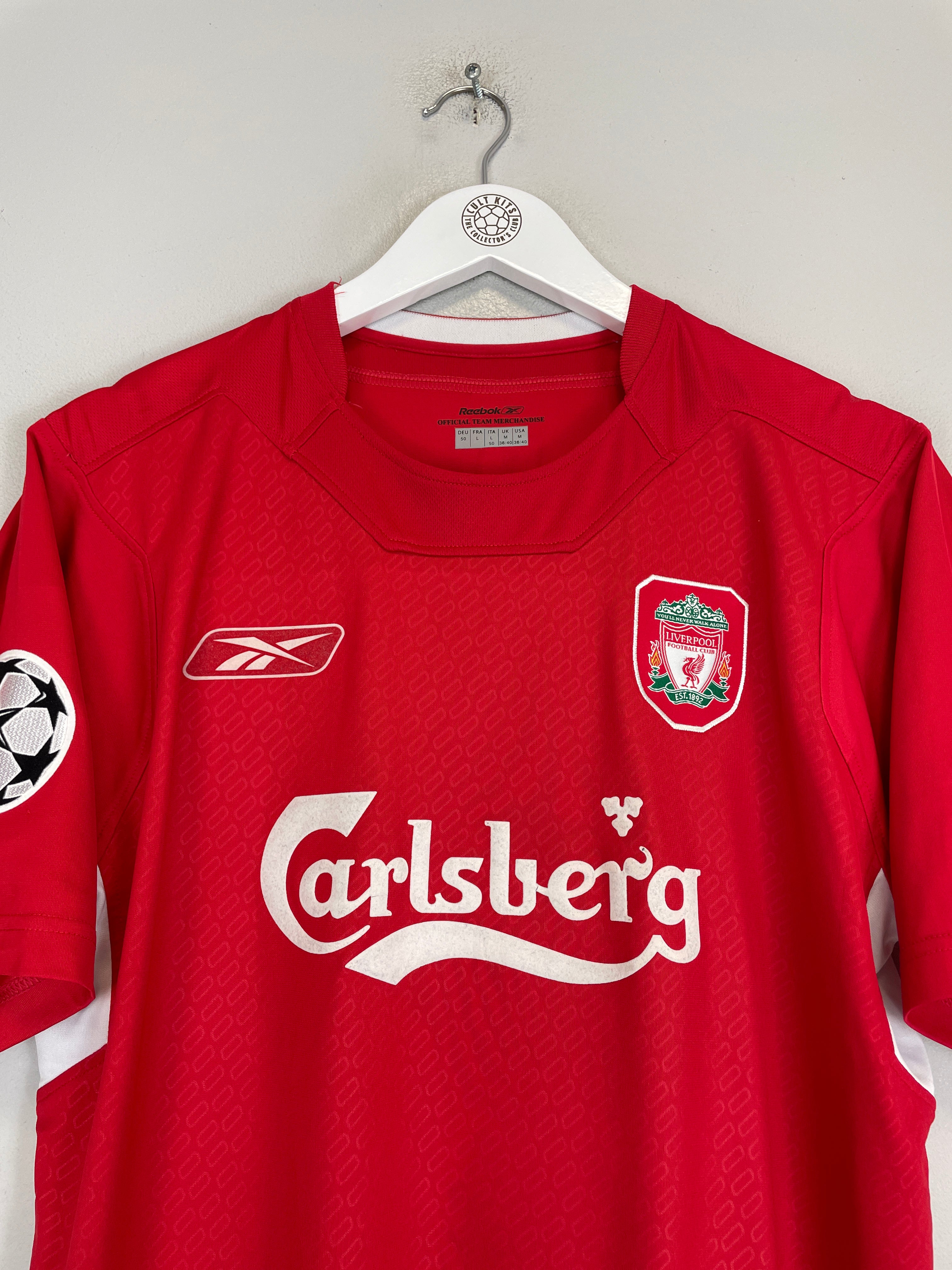 Shop 2004/06 LIVERPOOL GERRARD #8 C/L HOME SHIRT (M) REEBOK, classic football shirts, vintage football shirts & retro soccer jerseys at Cult Kits