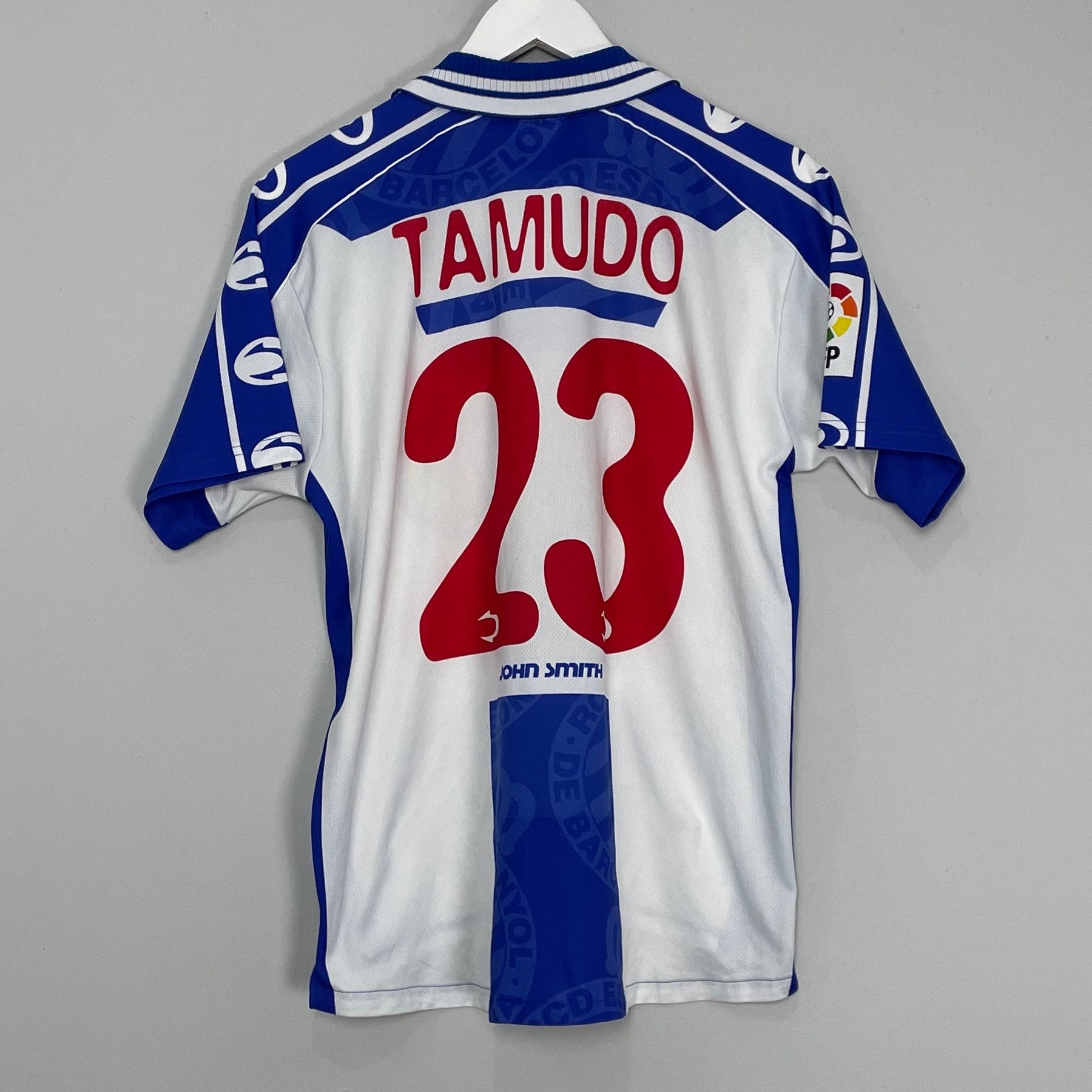 Shop 1996/97 ESPANYOL TAMUDO #23 HOME SHIRT (S) JOHN SMITH, classic football shirts, vintage football shirts & retro soccer jerseys at Cult Kits