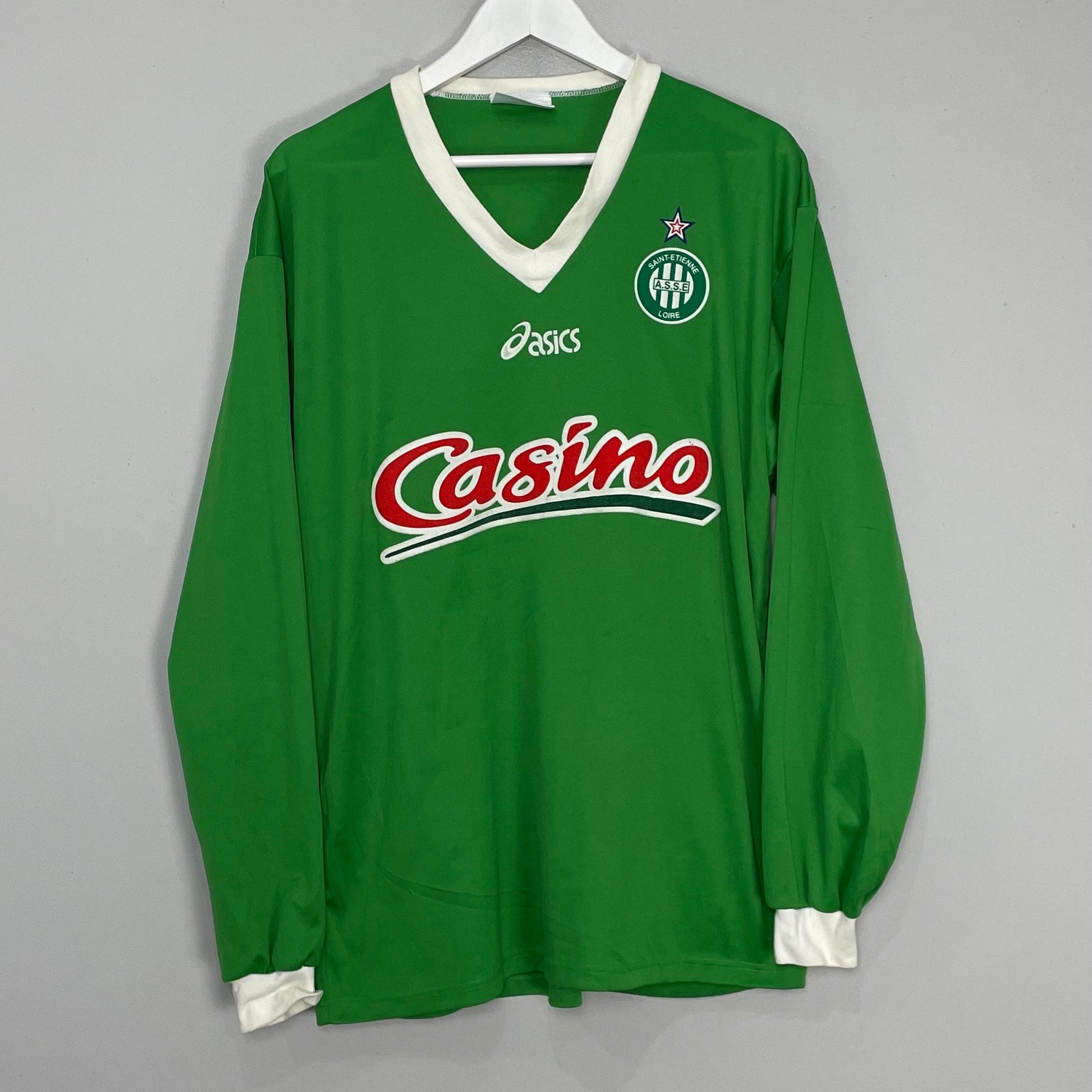 Shop 1998/99 SAINT ETIENNE L/S HOME SHIRT (XL) ASICS, classic football shirts, vintage football shirts & retro soccer jerseys at Cult Kits