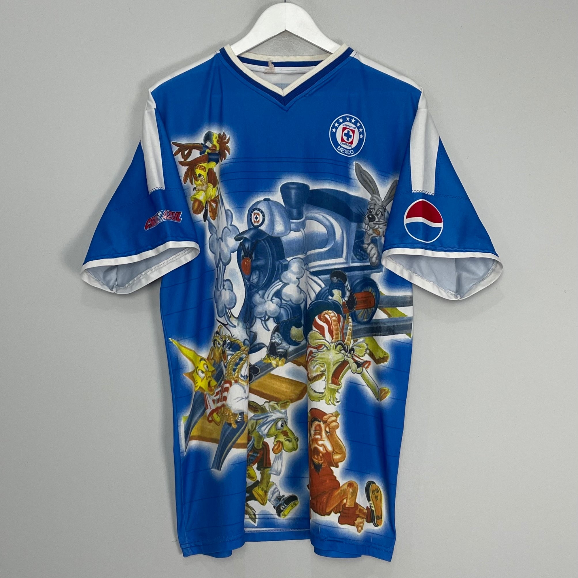 Shop 1998 CRUZ AZUL BOOTLEG SHIRT (L) FAN SHIRT, classic football shirts, vintage football shirts & retro soccer jerseys at Cult Kits