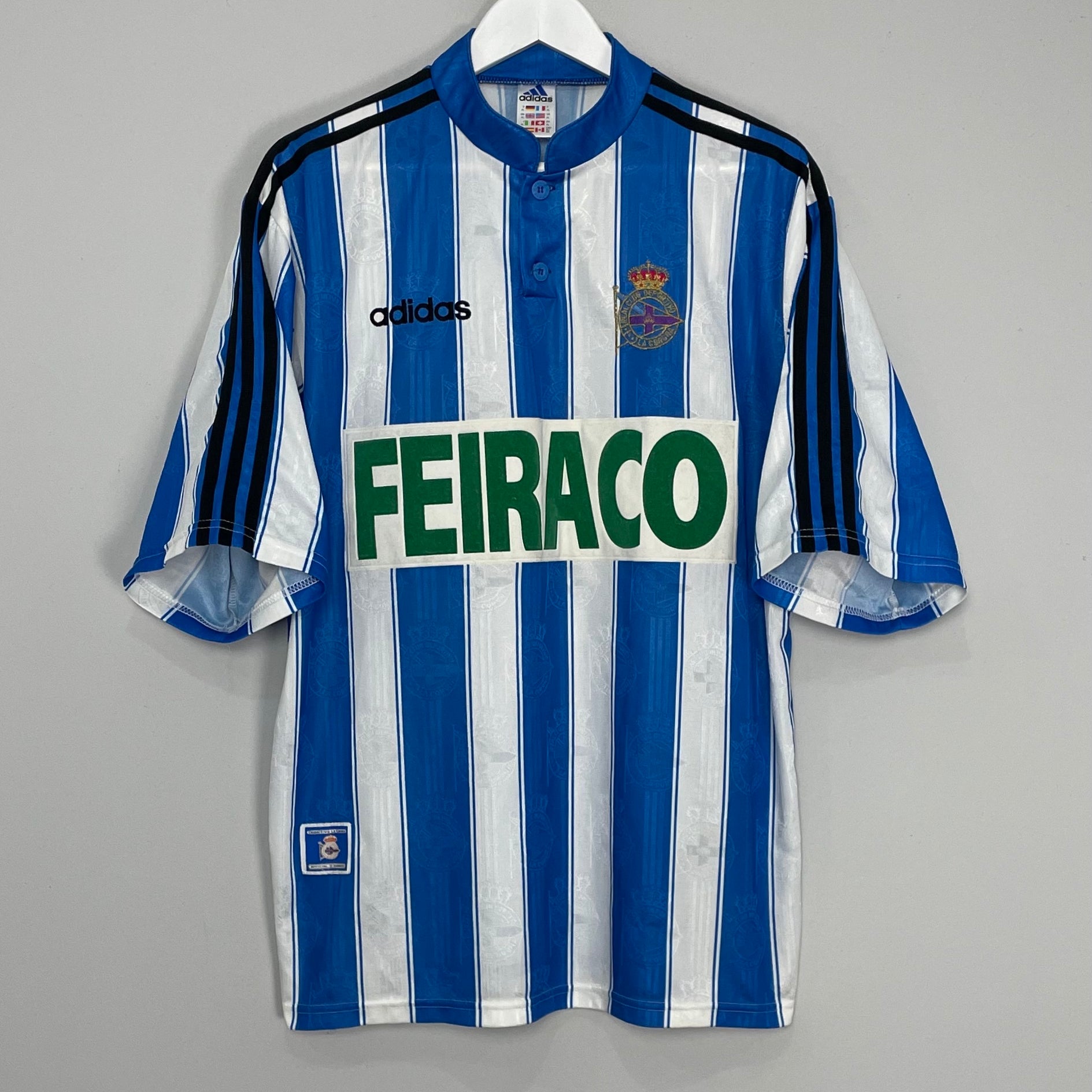 Shop 1997/98 DEPORTIVO LA CORUNA HOME SHIRT (XL) ADIDAS, classic football shirts, vintage football shirts & retro soccer jerseys at Cult Kits