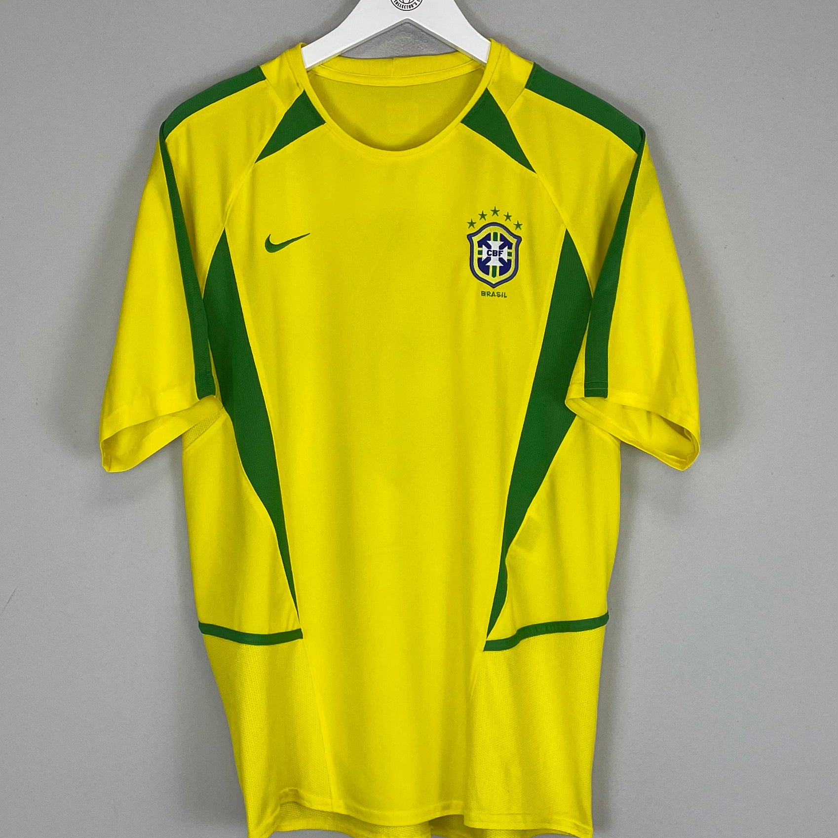 Shop 2002/03 BRAZIL #9 HOME SHIRT (M) NIKE, classic football shirts, vintage football shirts & retro soccer jerseys at Cult Kits