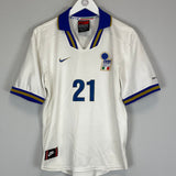 Shop 1996/98 ITALY ZOLA #21 AWAY SHIRT (M) NIKE, classic football shirts, vintage football shirts & retro soccer jerseys at Cult Kits