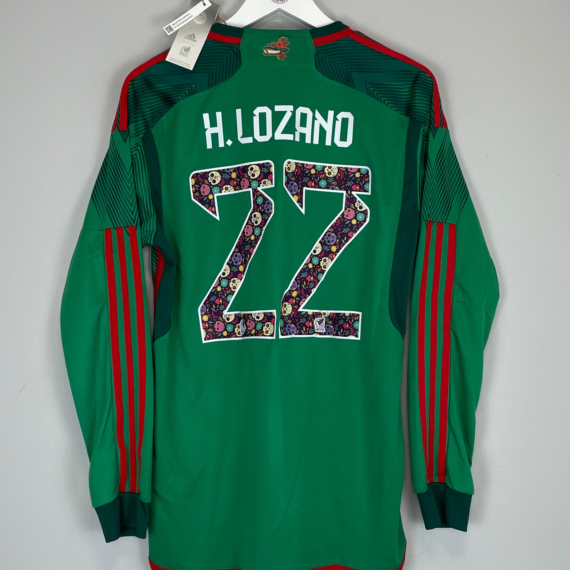 Shop 2022/23 MEXICO LOZANO #22 *BNWT* L/S HOME SHIRT (M) ADIDAS, classic football shirts, vintage football shirts & retro soccer jerseys at Cult Kits