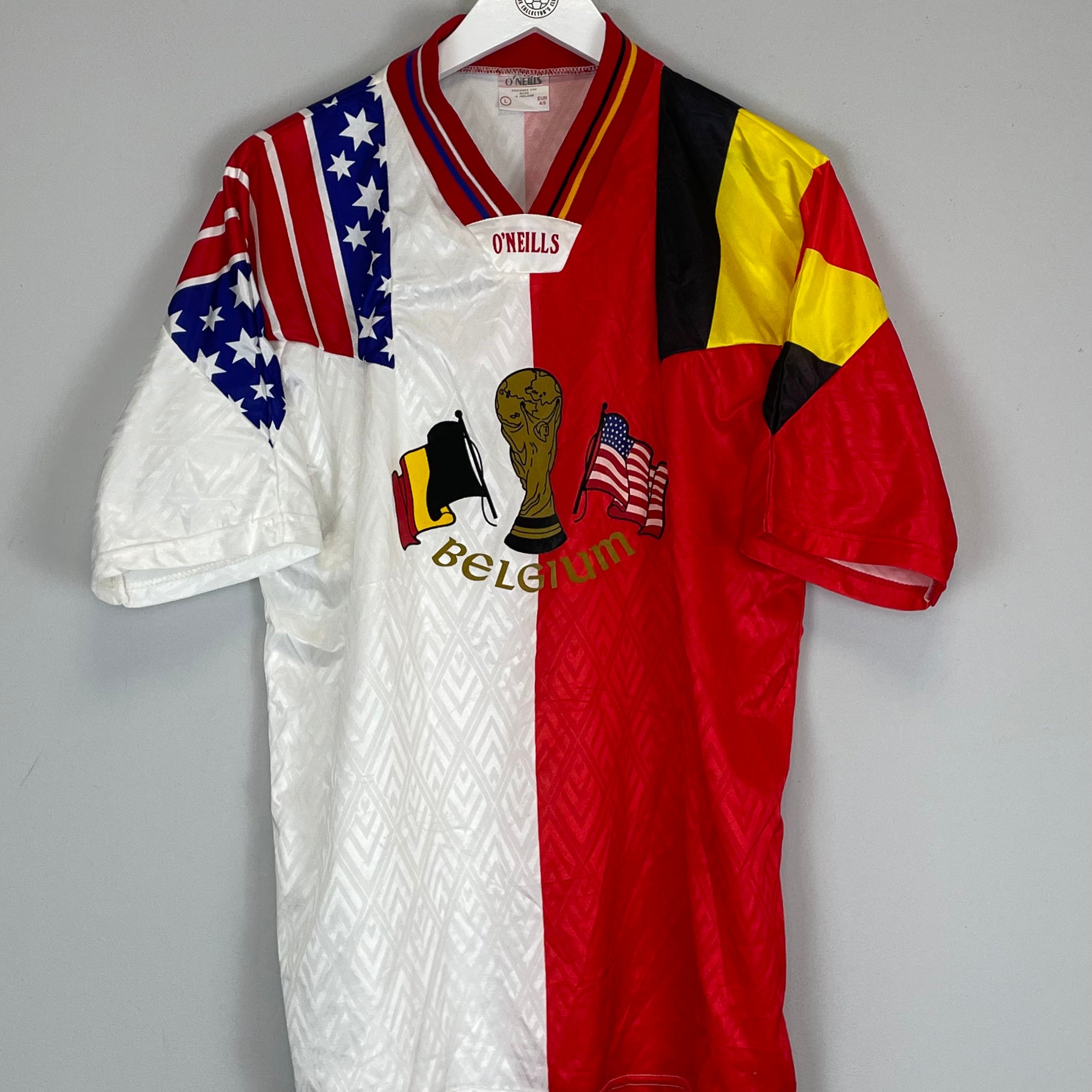 Shop 1994 BELGIUM X USA WORLD CUP 94 SHIRT (L) O'NEILLS, classic football shirts, vintage football shirts & retro soccer jerseys at Cult Kits