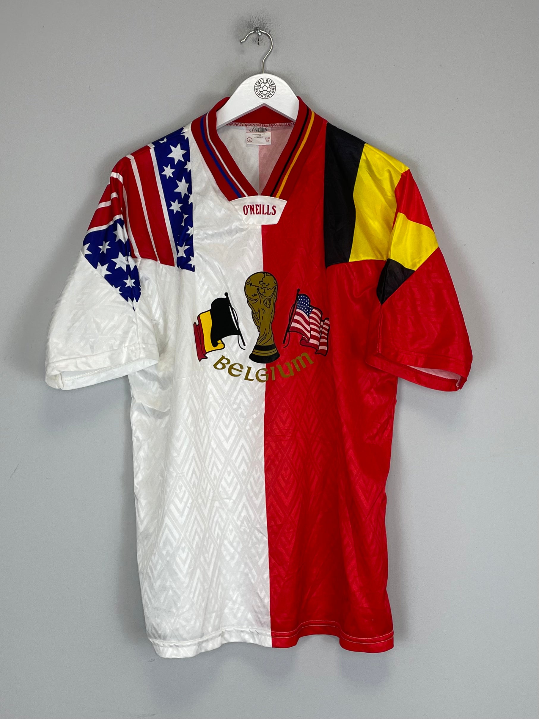 Shop 1994 BELGIUM X USA WORLD CUP 94 SHIRT (L) O'NEILLS, classic football shirts, vintage football shirts & retro soccer jerseys at Cult Kits