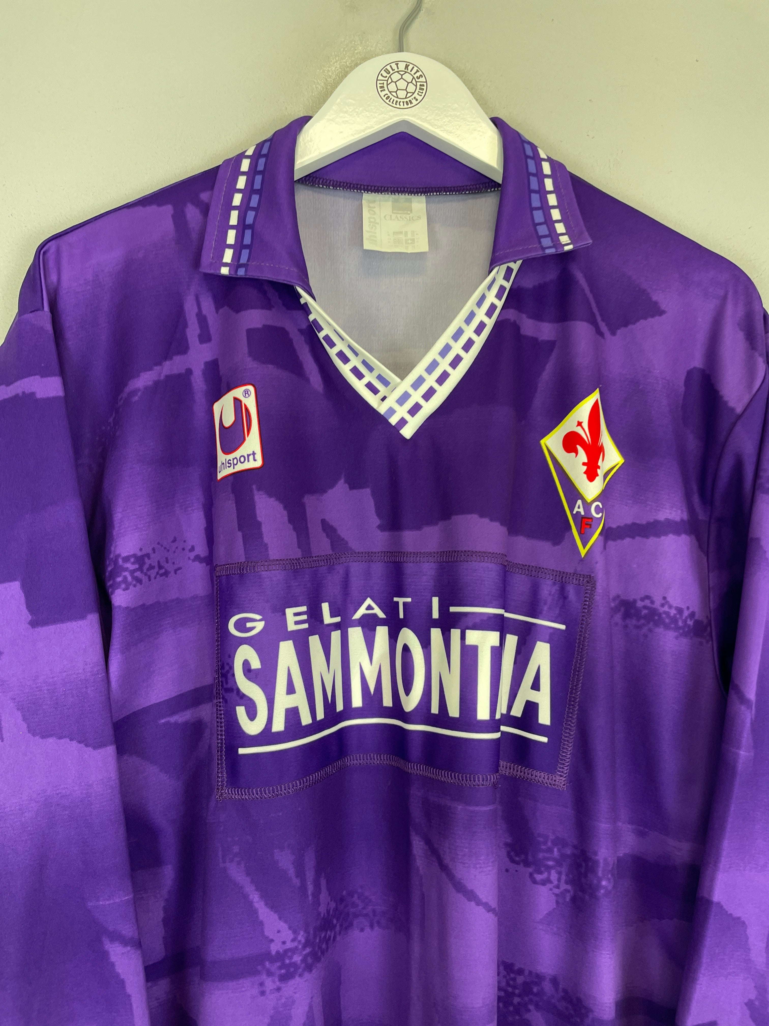 Shop 1994/95 FIORENTINA L/S HOME SHIRT (XL) UHLSPORT, classic football shirts, vintage football shirts & retro soccer jerseys at Cult Kits