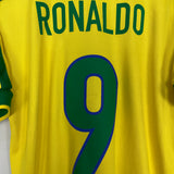 1998/00 BRAZIL RONALDO #9 HOME SHIRT (M) NIKE