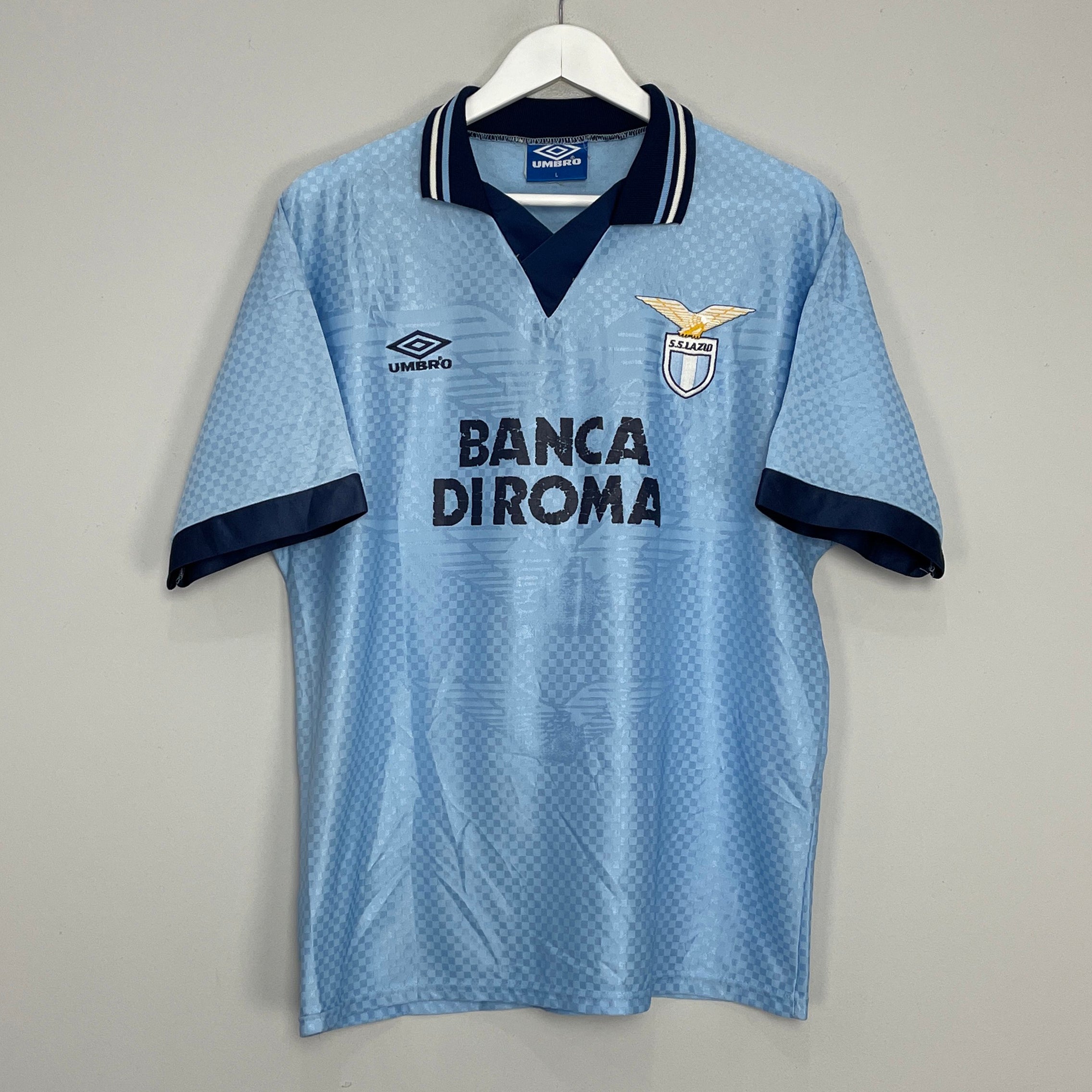 Shop 1995/96 LAZIO HOME SHIRT (L) UMBRO, classic football shirts, vintage football shirts & retro soccer jerseys at Cult Kits