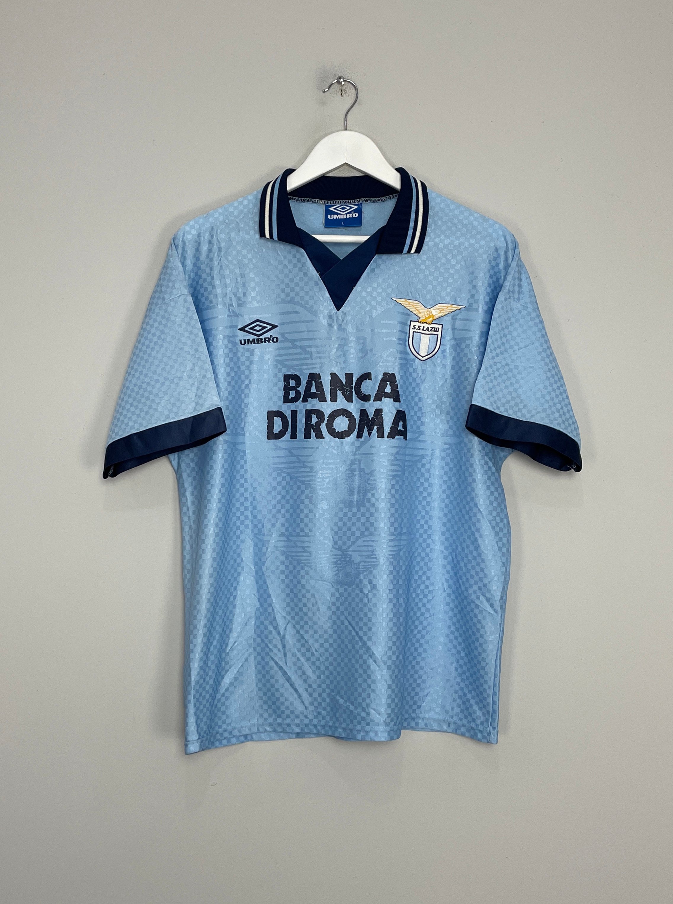 Shop 1995/96 LAZIO HOME SHIRT (L) UMBRO, classic football shirts, vintage football shirts & retro soccer jerseys at Cult Kits