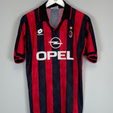 Shop 1995/96 AC MILAN WEAH #9 HOME SHIRT (M) LOTTO, classic football shirts, vintage football shirts & retro soccer jerseys at Cult Kits