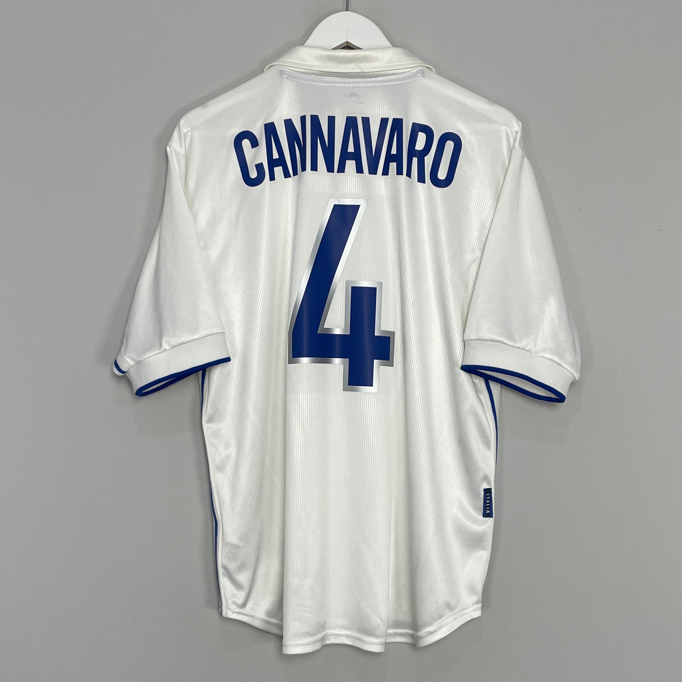 Shop 1997/98 ITALY CANNAVARO #4 AWAY SHIRT (L) NIKE, classic football shirts, vintage football shirts & retro soccer jerseys at Cult Kits
