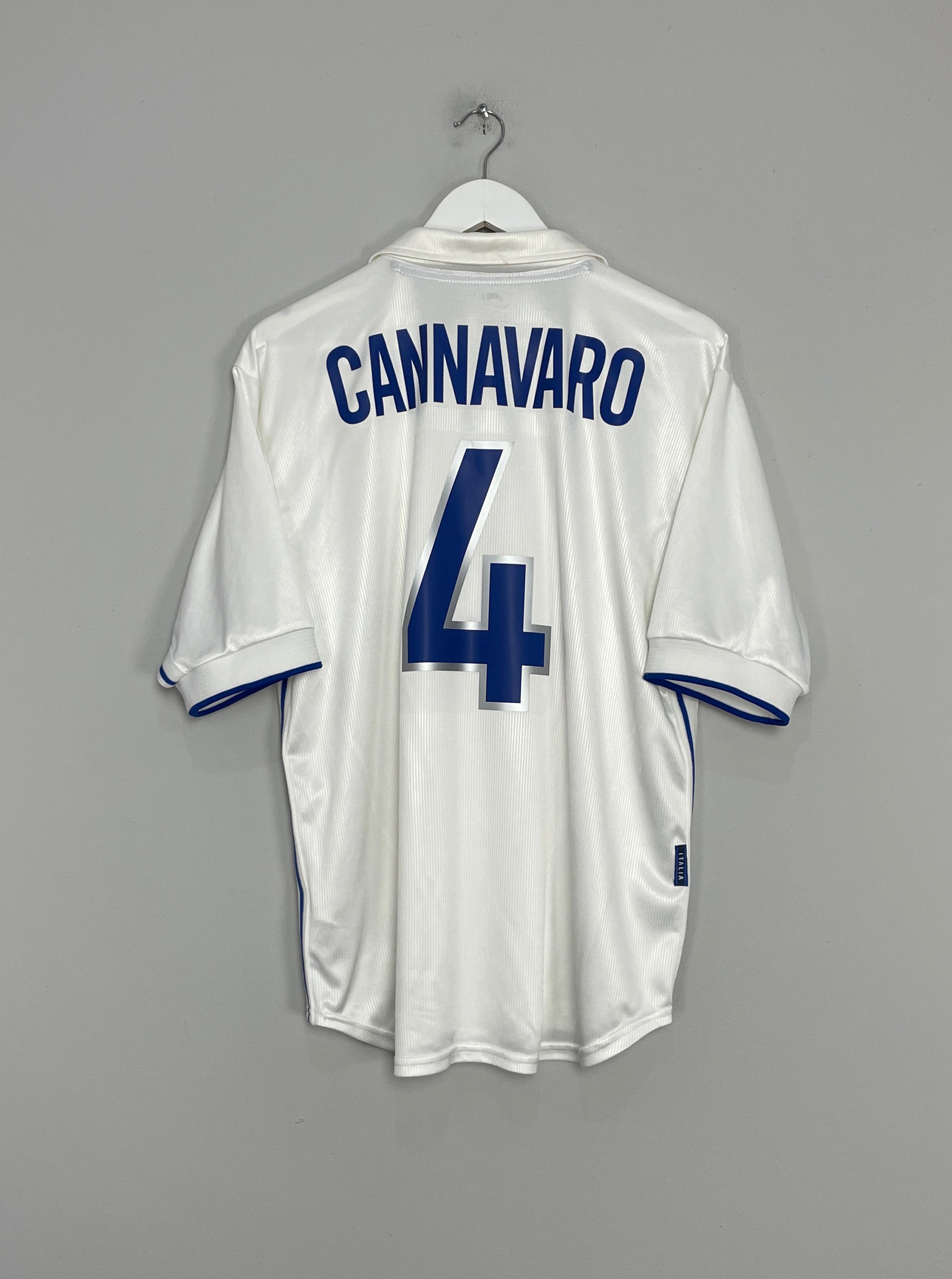 Shop 1997/98 ITALY CANNAVARO #4 AWAY SHIRT (L) NIKE, classic football shirts, vintage football shirts & retro soccer jerseys at Cult Kits