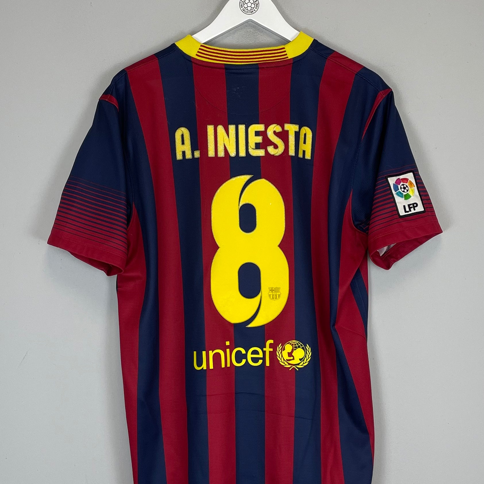 Shop 2013/14 BARCELONA A.INIESTA #8 HOME SHIRT (L) NIKE, classic football shirts, vintage football shirts & retro soccer jerseys at Cult Kits