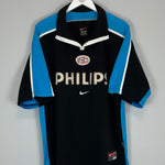 1999/01 PSV V.NISTELROOY #8 away shirt (XL) Nike, featuring black and blue design with Philips logo displayed.