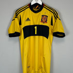 2012/13 Spain Iker Casillas #1 GK shirt by Adidas, size small, in excellent condition, yellow with black accents.