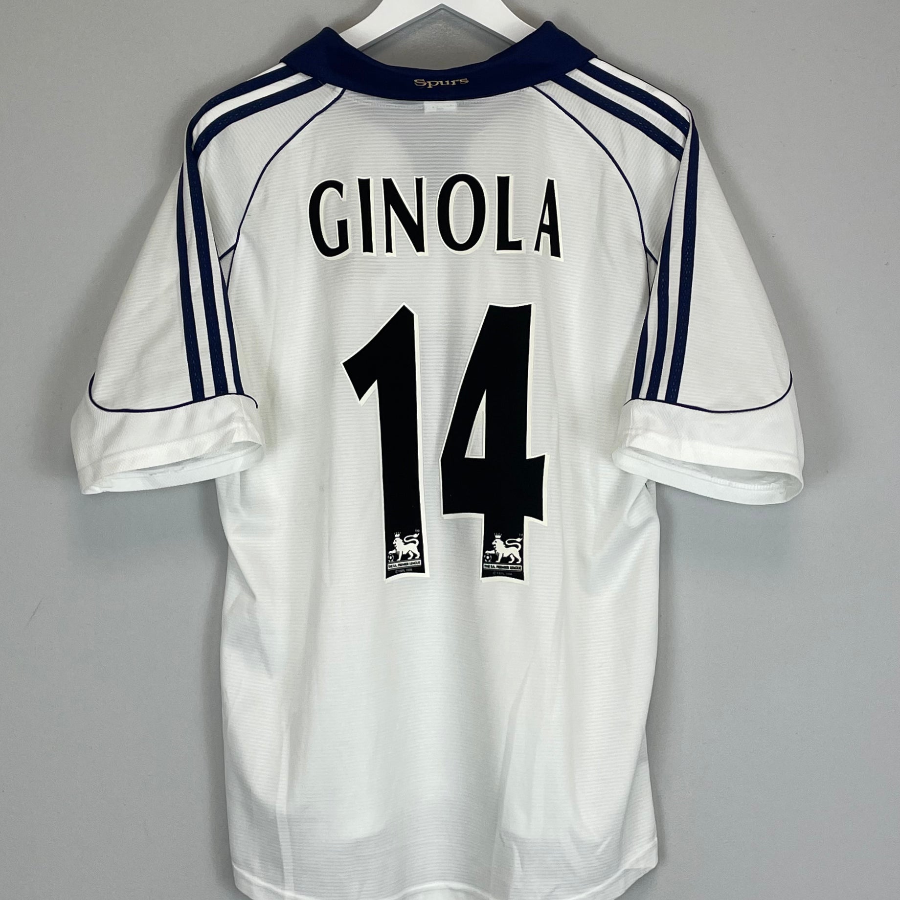 Shop 1999/01 TOTTENHAM GINOLA #14 HOME SHIRT (L) ADIDAS, classic football shirts, vintage football shirts & retro soccer jerseys at Cult Kits