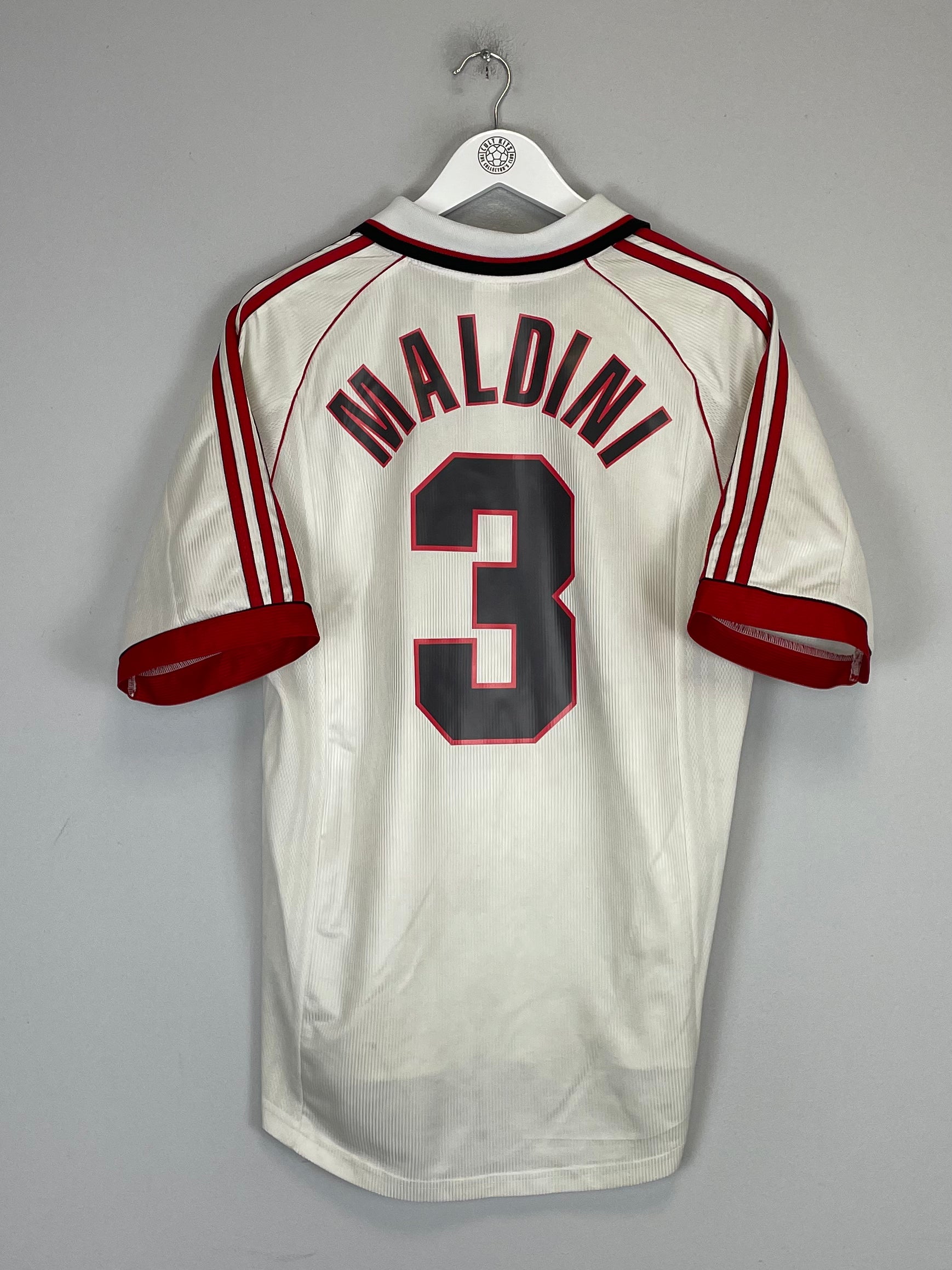 Shop 1998/99 AC MILAN MALDINI #3 AWAY SHIRT (M) ADIDAS, classic football shirts, vintage football shirts & retro soccer jerseys at Cult Kits