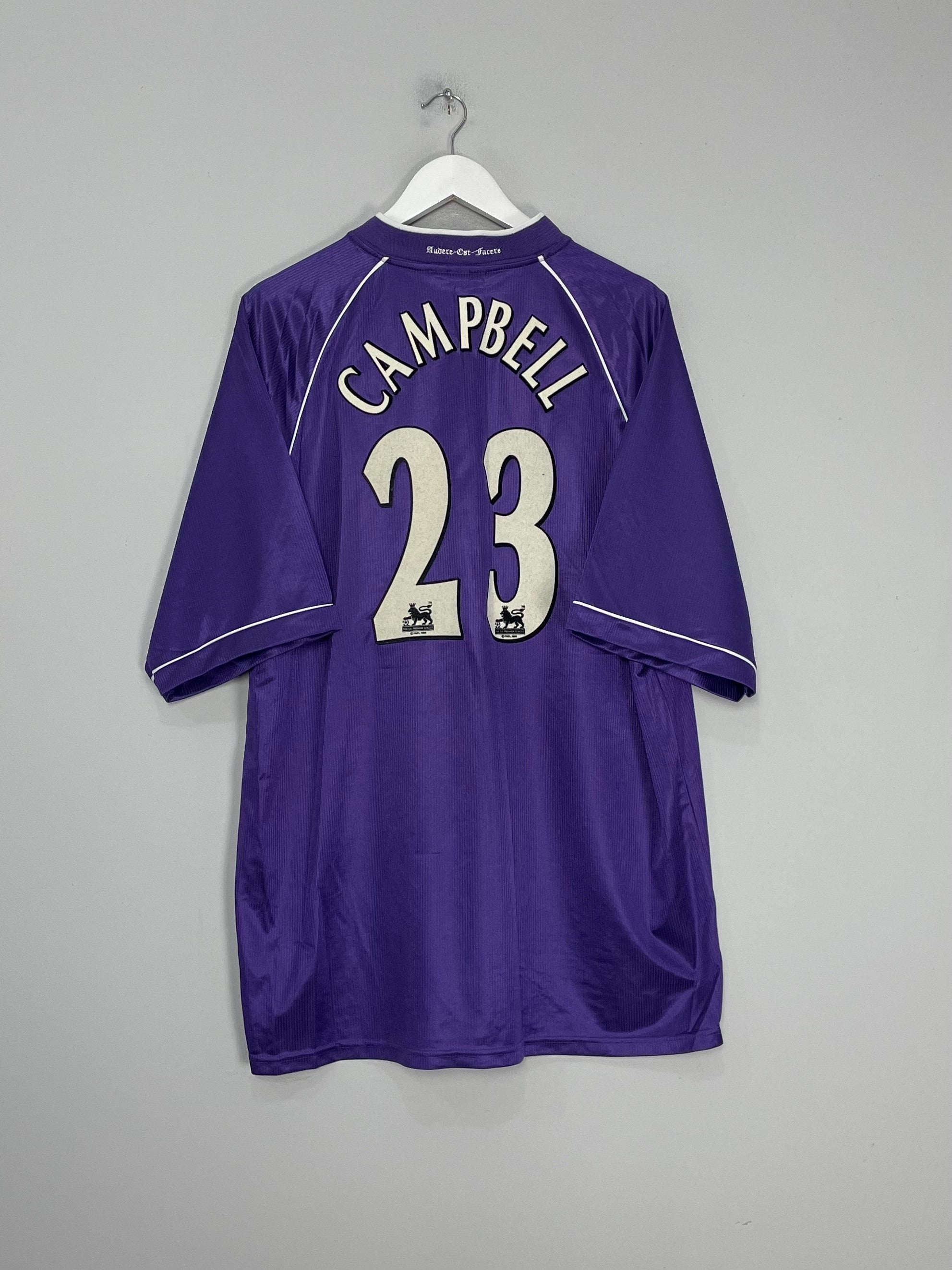 Shop 1998/99 TOTTENHAM CAMPBELL #23 AWAY SHIRT (XL) PONY, classic football shirts, vintage football shirts & retro soccer jerseys at Cult Kits