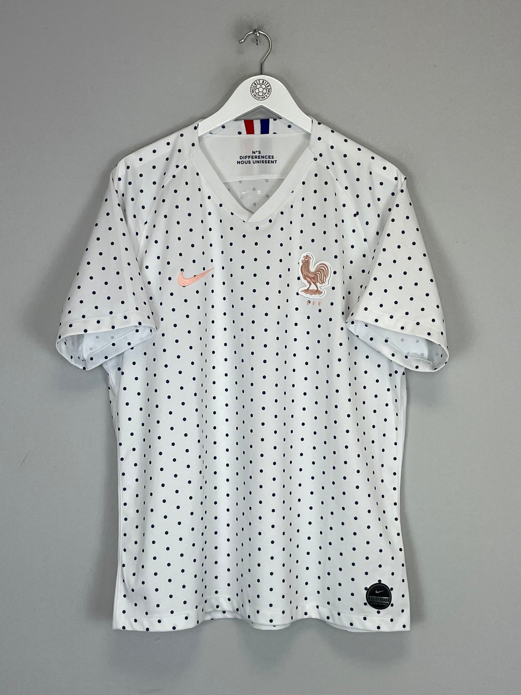 2019/20 France Women's Away Shirt by Nike in XL size, featuring polka dots and team crest, excellent condition.