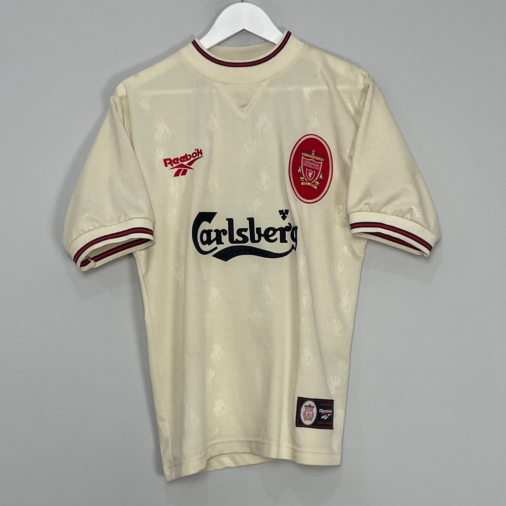 Shop 1996/97 LIVERPOOL MCMANAMAN #7 AWAY SHIRT (S) REEBOK, classic football shirts, vintage football shirts & retro soccer jerseys at Cult Kits
