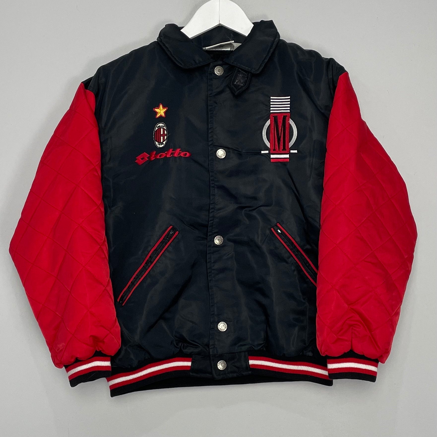 Shop 1990'S AC MILAN BOMBER JACKET (S) LOTTO, classic football shirts, vintage football shirts & retro soccer jerseys at Cult Kits