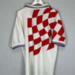 Vintage 1998 Croatia home shirt by Lotto, large size, featuring iconic red and white checkered design on back.
