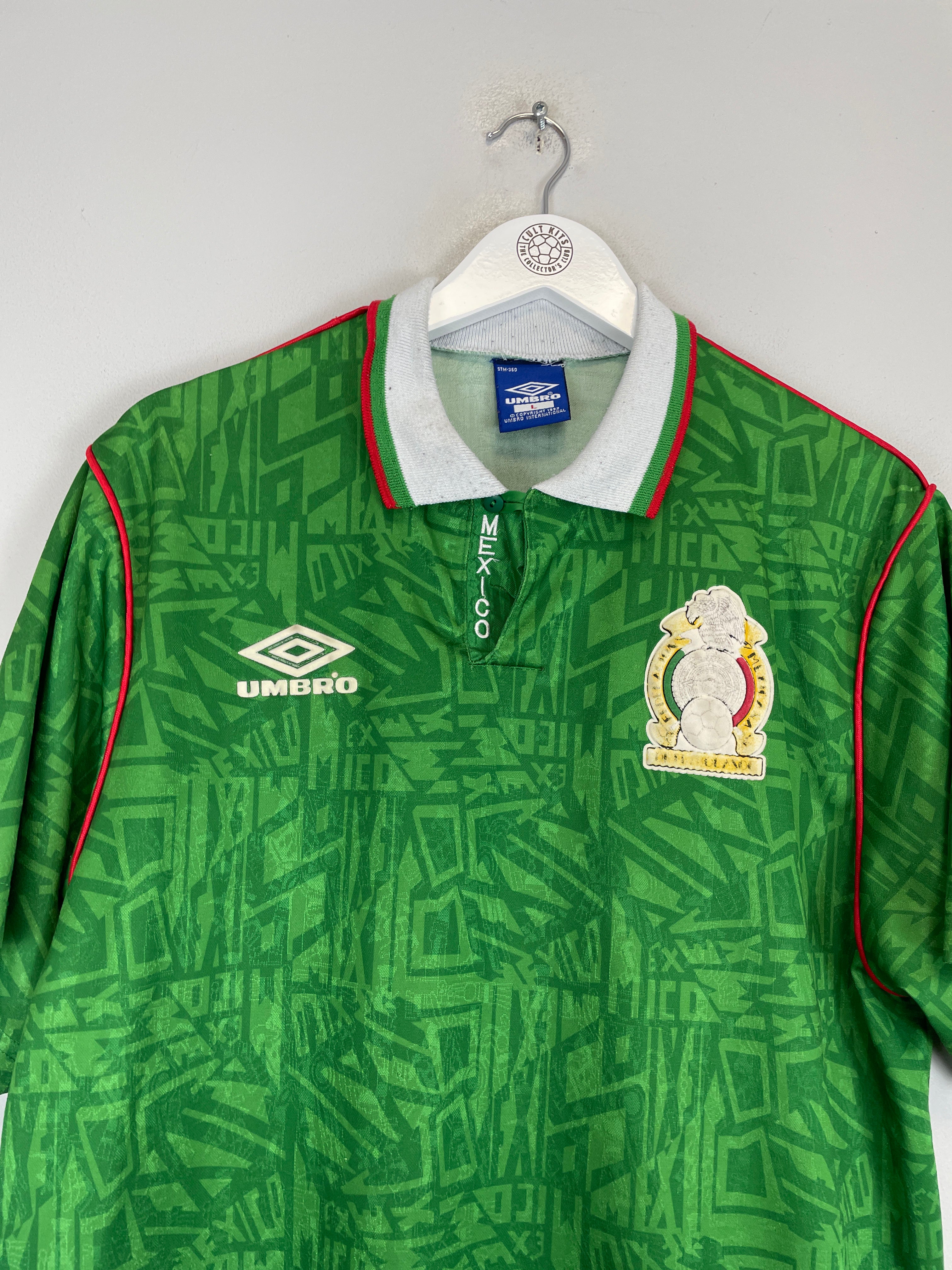 Shop 1994 MEXICO HOME SHIRT (L) UMBRO, classic football shirts, vintage football shirts & retro soccer jerseys at Cult Kits