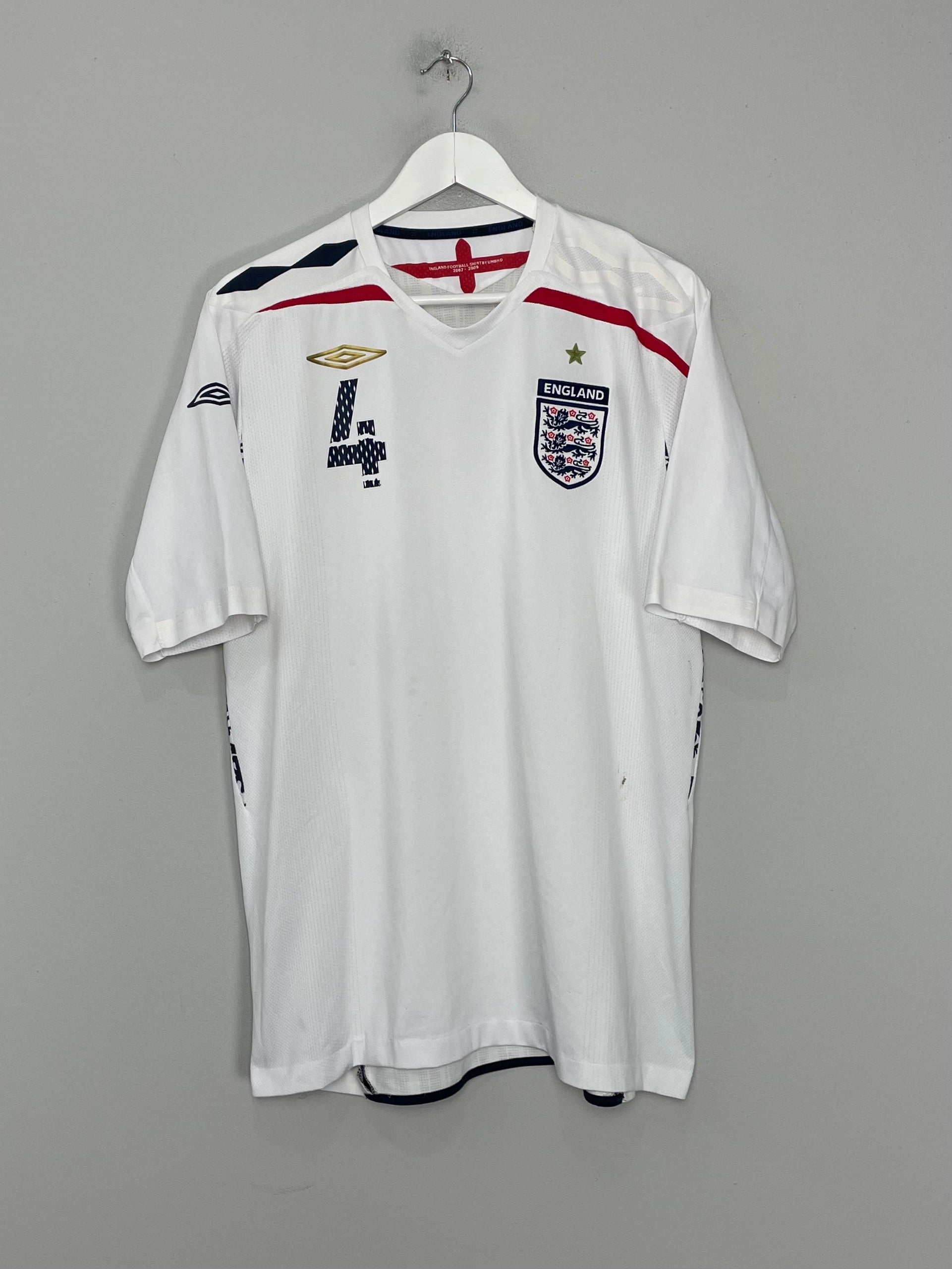 Shop 2007/09 ENGLAND GERRARD #4 HOME SHIRT (XL) UMBRO, classic football shirts, vintage football shirts & retro soccer jerseys at Cult Kits