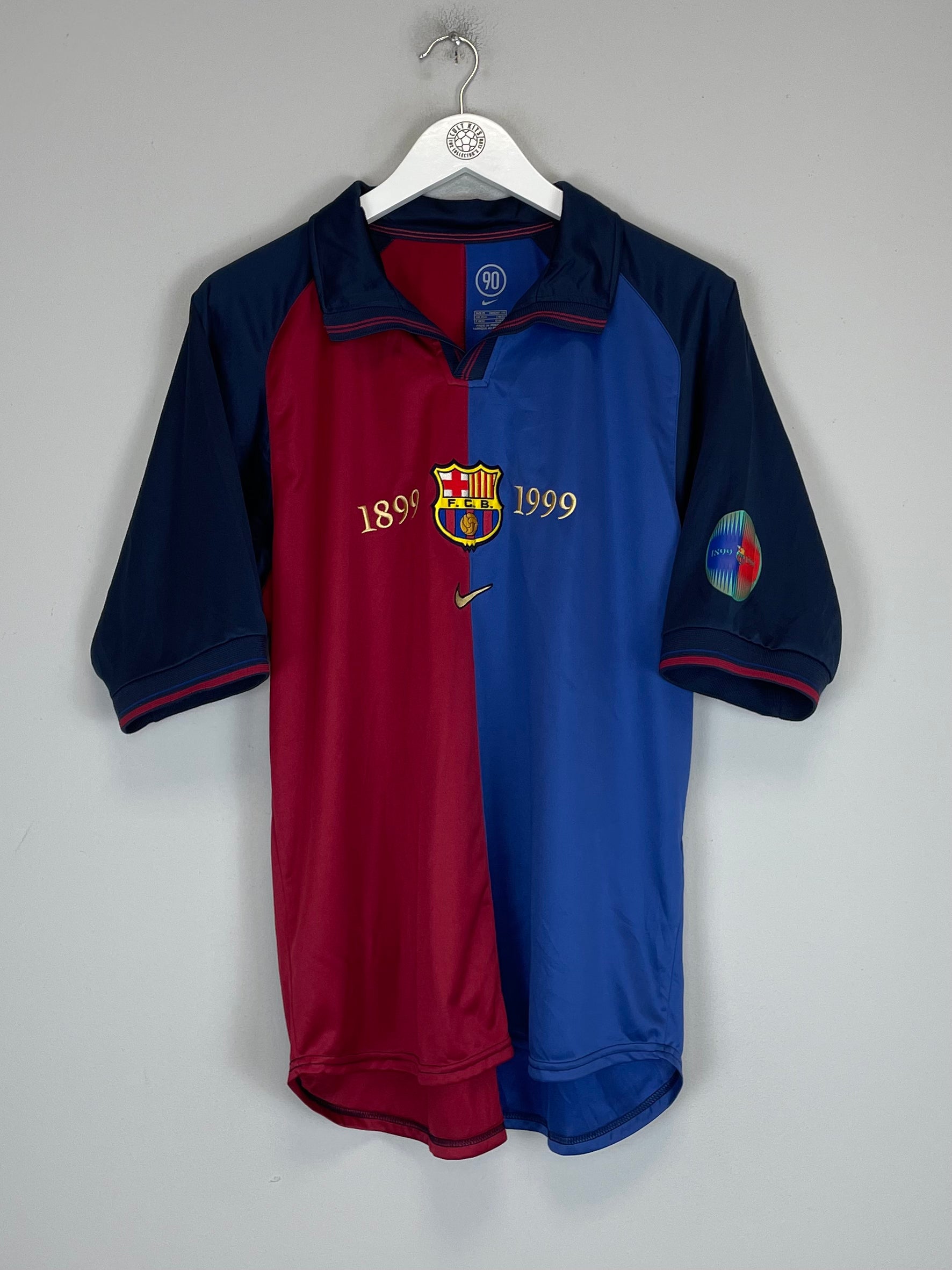 Shop 1999/00 BARCELONA LITMANEN #10 *CENTENARY* HOME SHIRT (M) NIKE, classic football shirts, vintage football shirts & retro soccer jerseys at Cult Kits