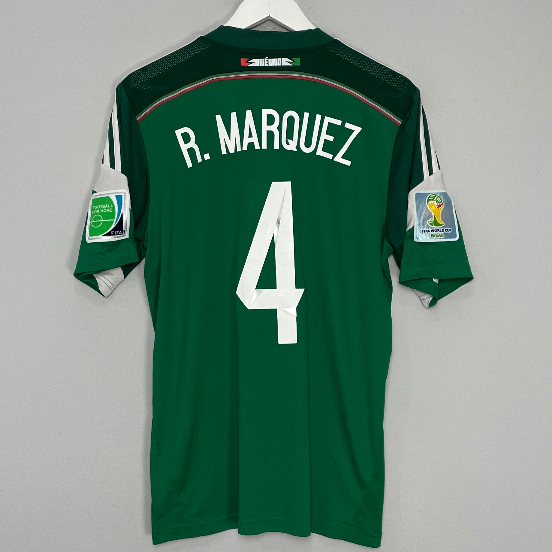 Shop 2014/15 MEXICO R.MARQUEZ #4 HOME SHIRT (M) ADIDAS, classic football shirts, vintage football shirts & retro soccer jerseys at Cult Kits