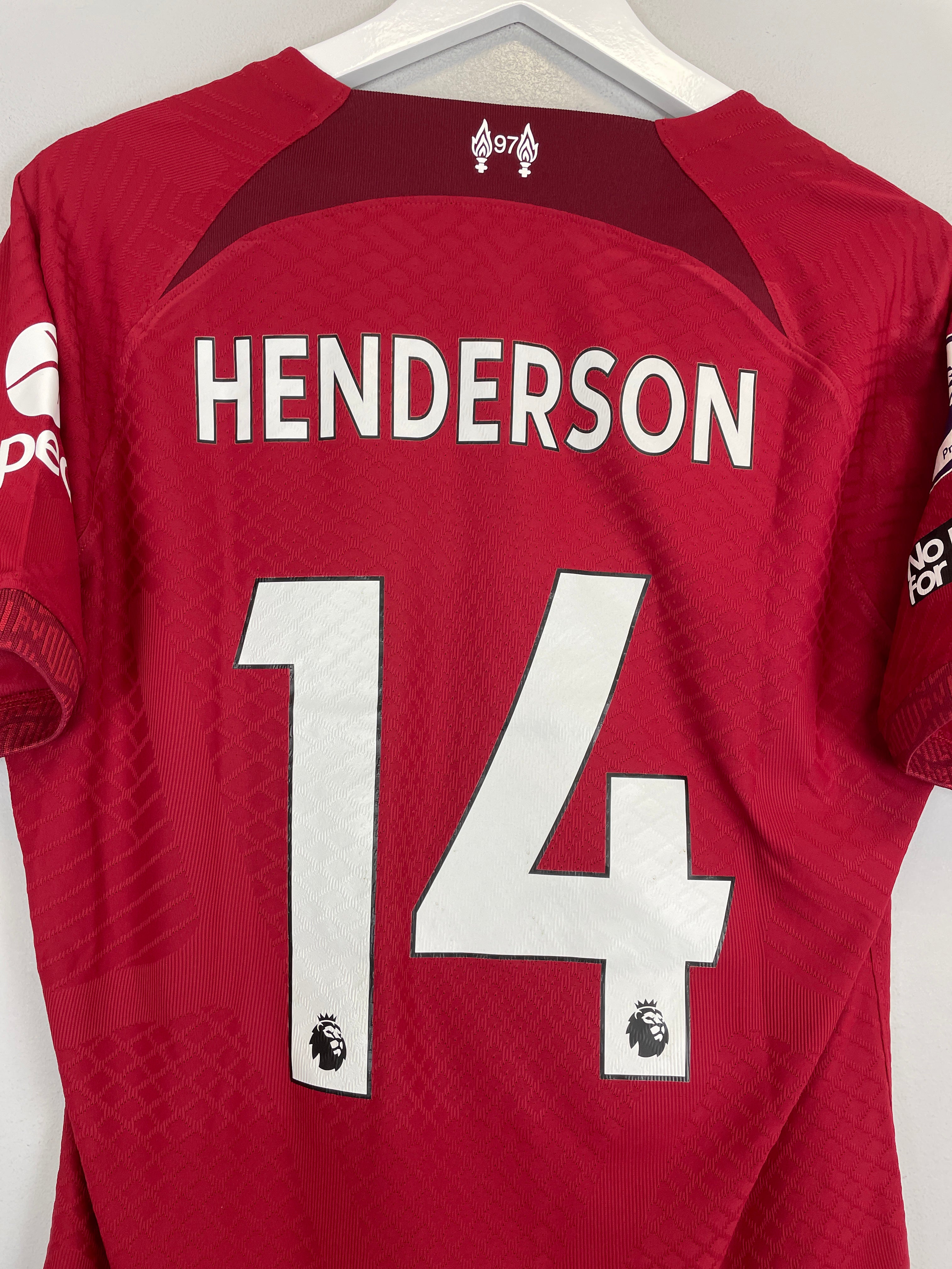 Shop 2022/23 LIVERPOOL HENDERSON #14 *MATCH ISSUE* HOME SHIRT (L) NIKE, classic football shirts, vintage football shirts & retro soccer jerseys at Cult Kits