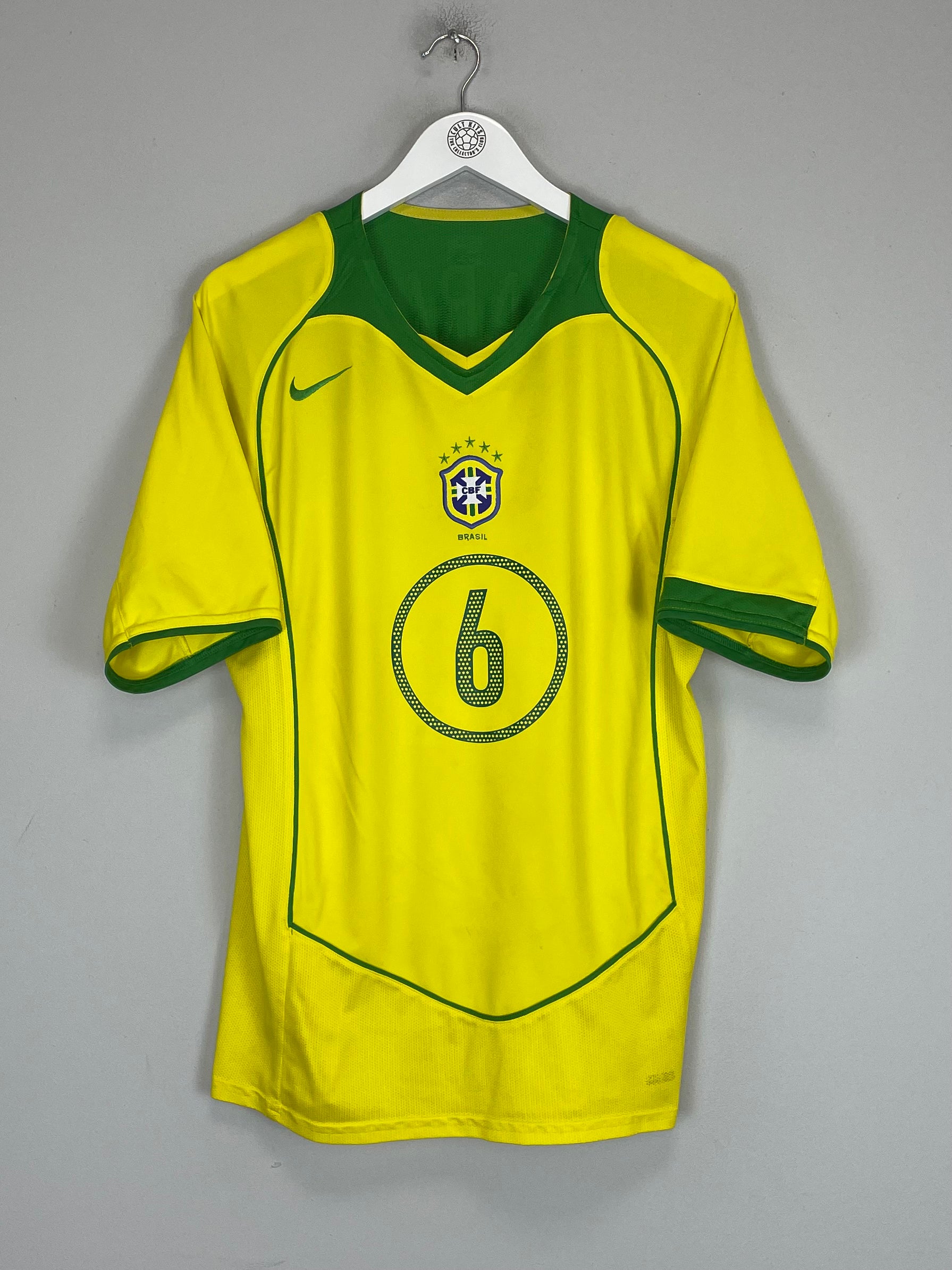 Shop 2004/06 BRAZIL R.CARLOS #3 HOME SHIRT (M) NIKE, classic football shirts, vintage football shirts & retro soccer jerseys at Cult Kits