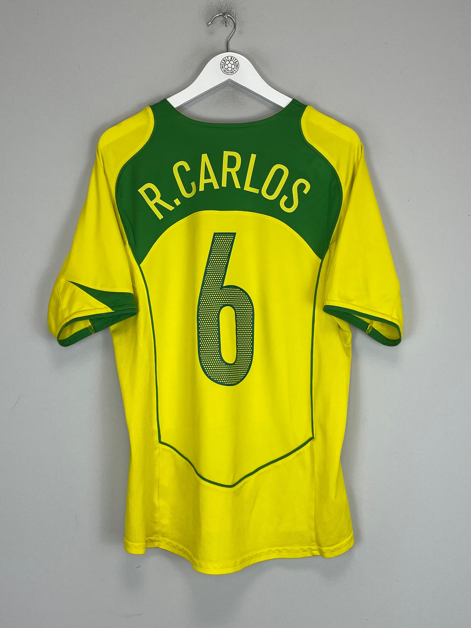 Shop 2004/06 BRAZIL R.CARLOS #3 HOME SHIRT (M) NIKE, classic football shirts, vintage football shirts & retro soccer jerseys at Cult Kits