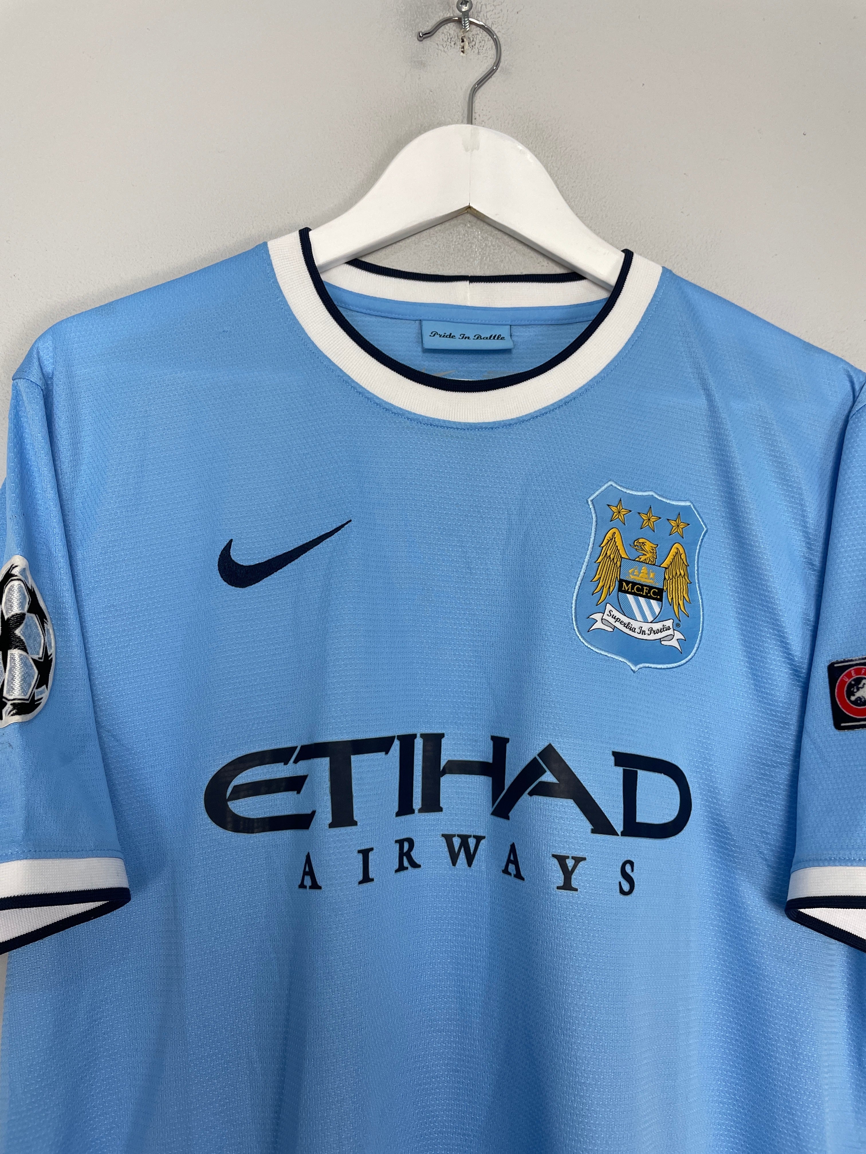 Shop 2013/14 MANCHESTER CITY KOMPANY #4 C/L HOME SHIRT (L) NIKE, classic football shirts, vintage football shirts & retro soccer jerseys at Cult Kits
