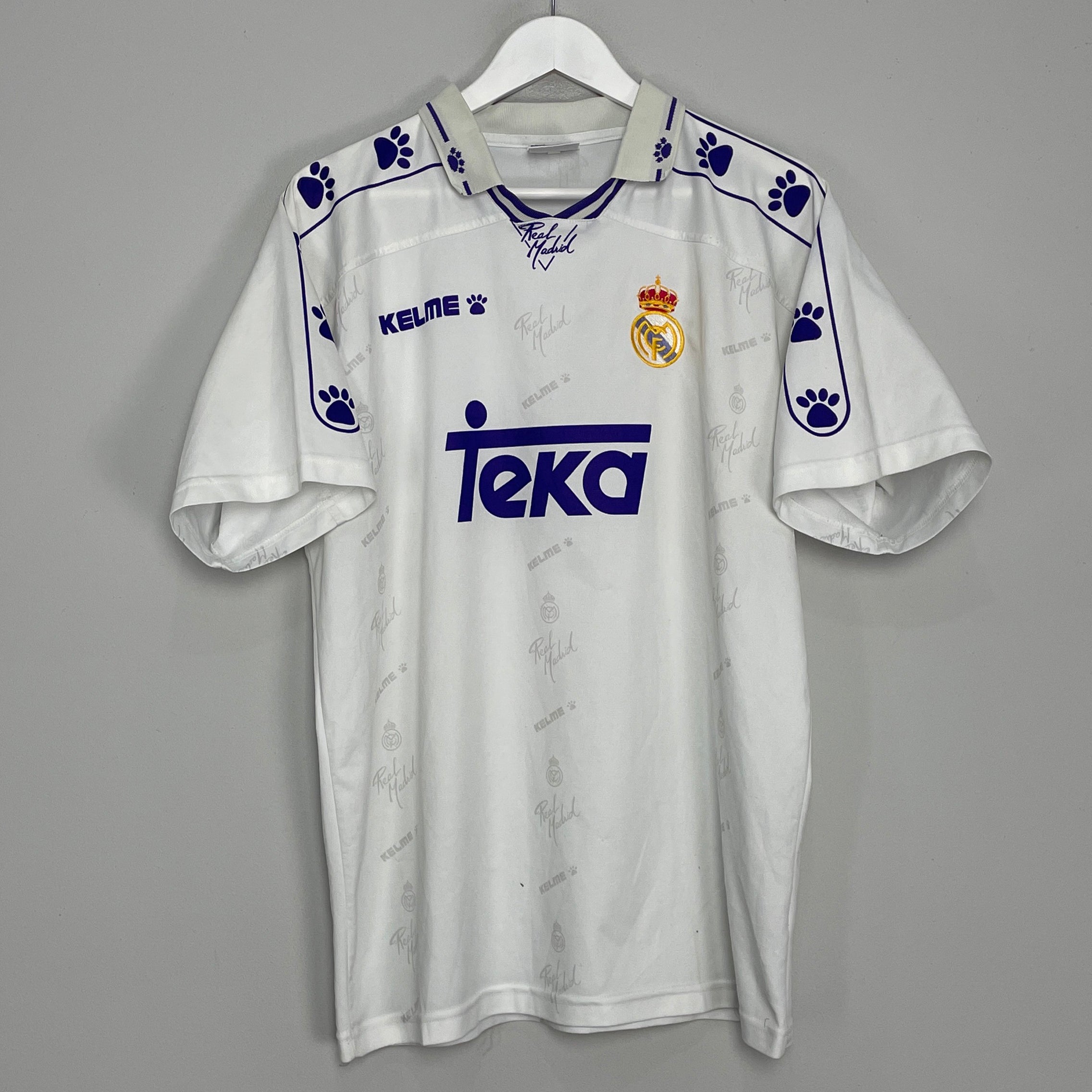 Shop 1994/96 REAL MADRID HOME SHIRT (L) KELME, classic football shirts, vintage football shirts & retro soccer jerseys at Cult Kits