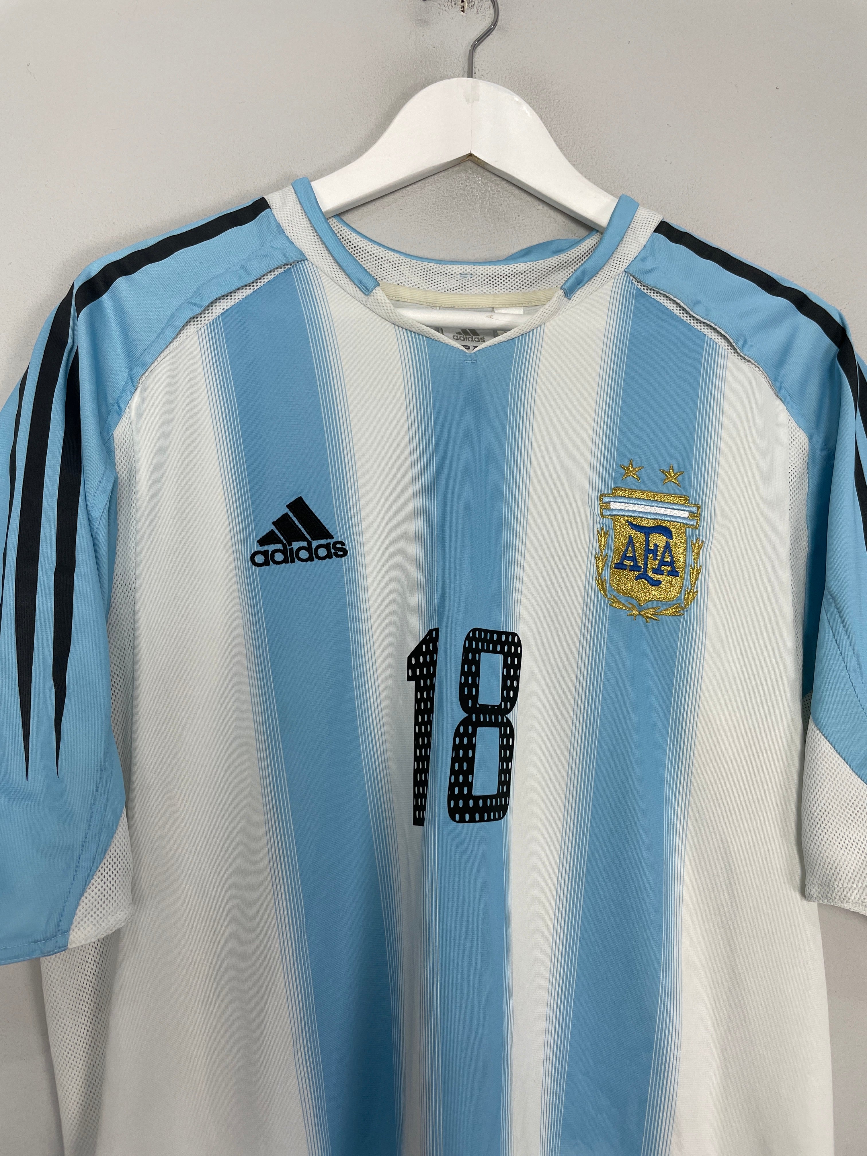 Shop 2004/05 ARGENTINA MESSI #18 HOME SHIRT (L) ADIDAS, classic football shirts, vintage football shirts & retro soccer jerseys at Cult Kits