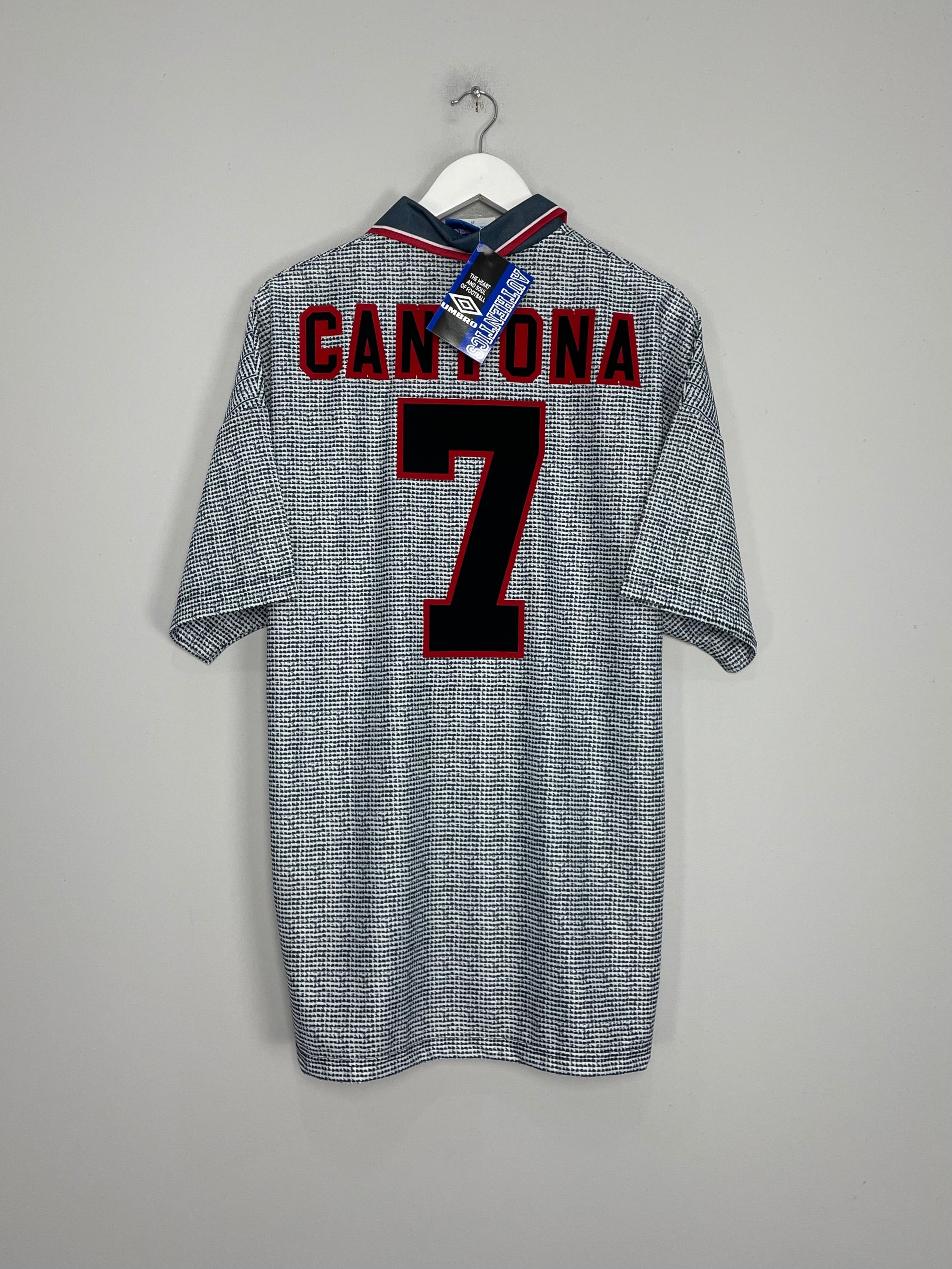 Shop 1995/96 MANCHESTER UNITED CANTONA #7 *BNWT* AWAY SHIRT (XL) UMBRO, classic football shirts, vintage football shirts & retro soccer jerseys at Cult Kits