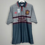 Shop 1995/96 MANCHESTER UNITED CANTONA #7 *BNWT* AWAY SHIRT (XL) UMBRO, classic football shirts, vintage football shirts & retro soccer jerseys at Cult Kits