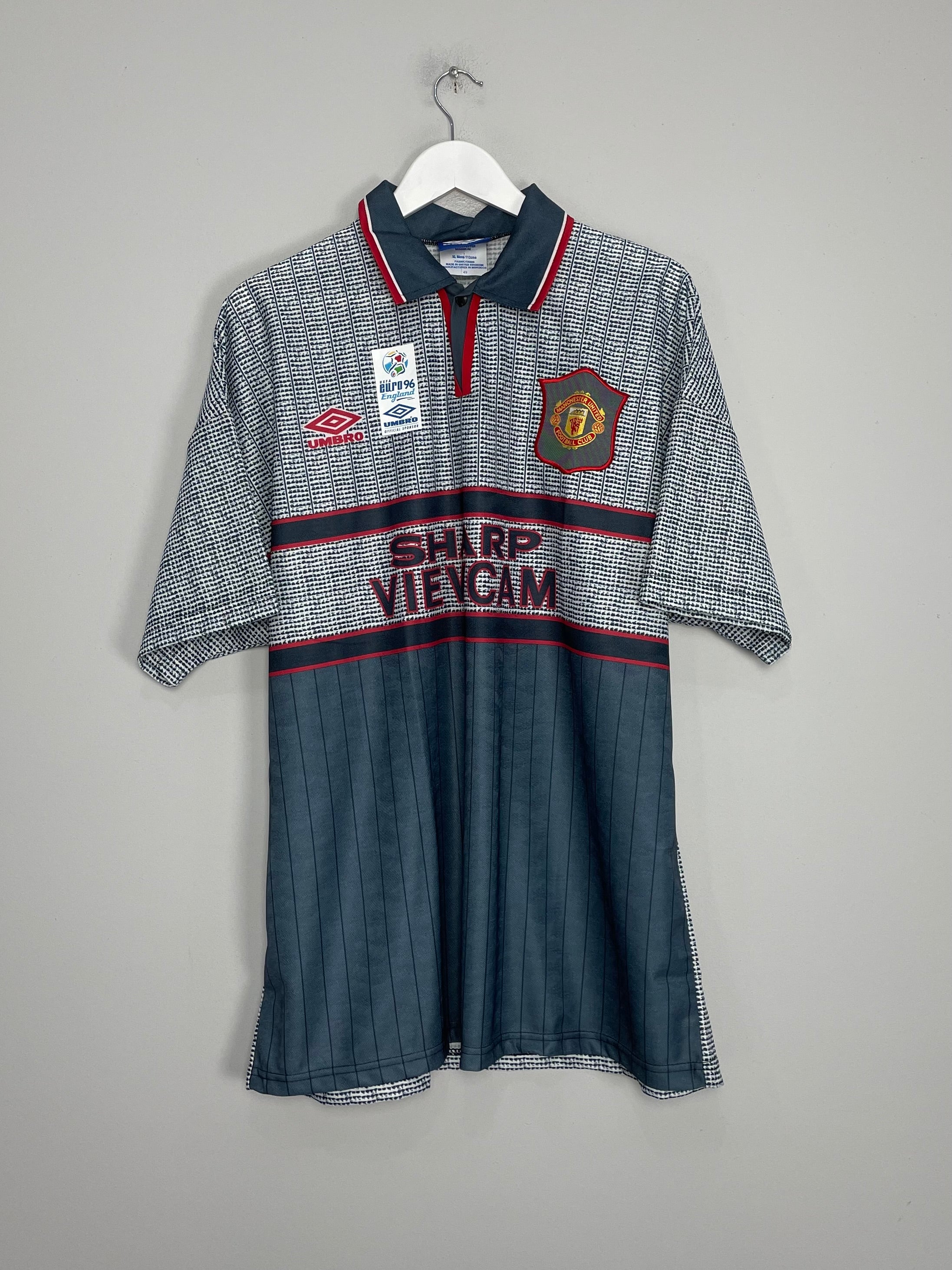 Shop 1995/96 MANCHESTER UNITED CANTONA #7 *BNWT* AWAY SHIRT (XL) UMBRO, classic football shirts, vintage football shirts & retro soccer jerseys at Cult Kits