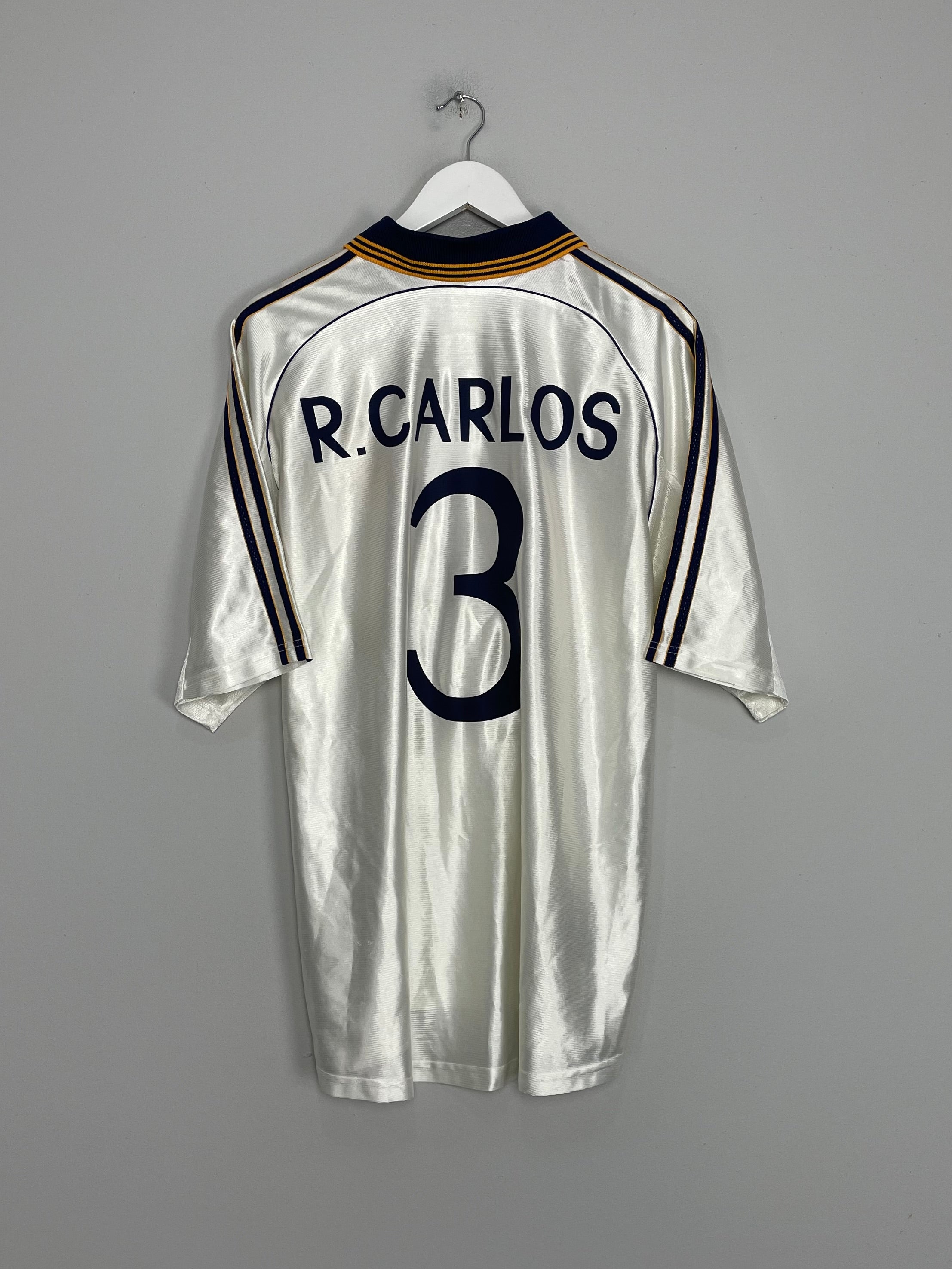 Shop 1998/00 REAL MADRID R. CARLOS #3 HOME SHIRT (XL) ADIDAS, classic football shirts, vintage football shirts & retro soccer jerseys at Cult Kits