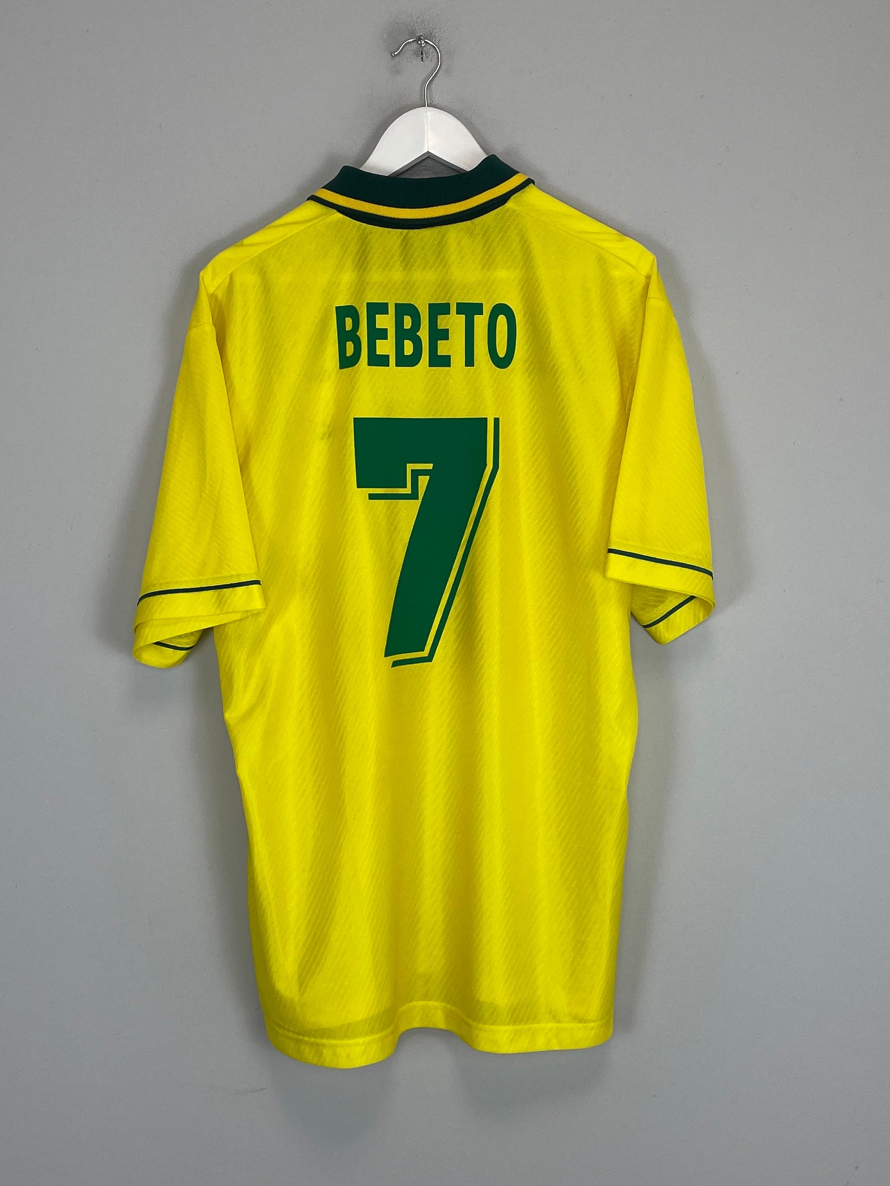 Shop 1994/97 BRAZIL BEBETO #7 HOME SHIRT (XL) UMBRO, classic football shirts, vintage football shirts & retro soccer jerseys at Cult Kits