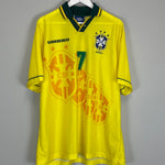 Shop 1994/97 BRAZIL BEBETO #7 HOME SHIRT (XL) UMBRO, classic football shirts, vintage football shirts & retro soccer jerseys at Cult Kits