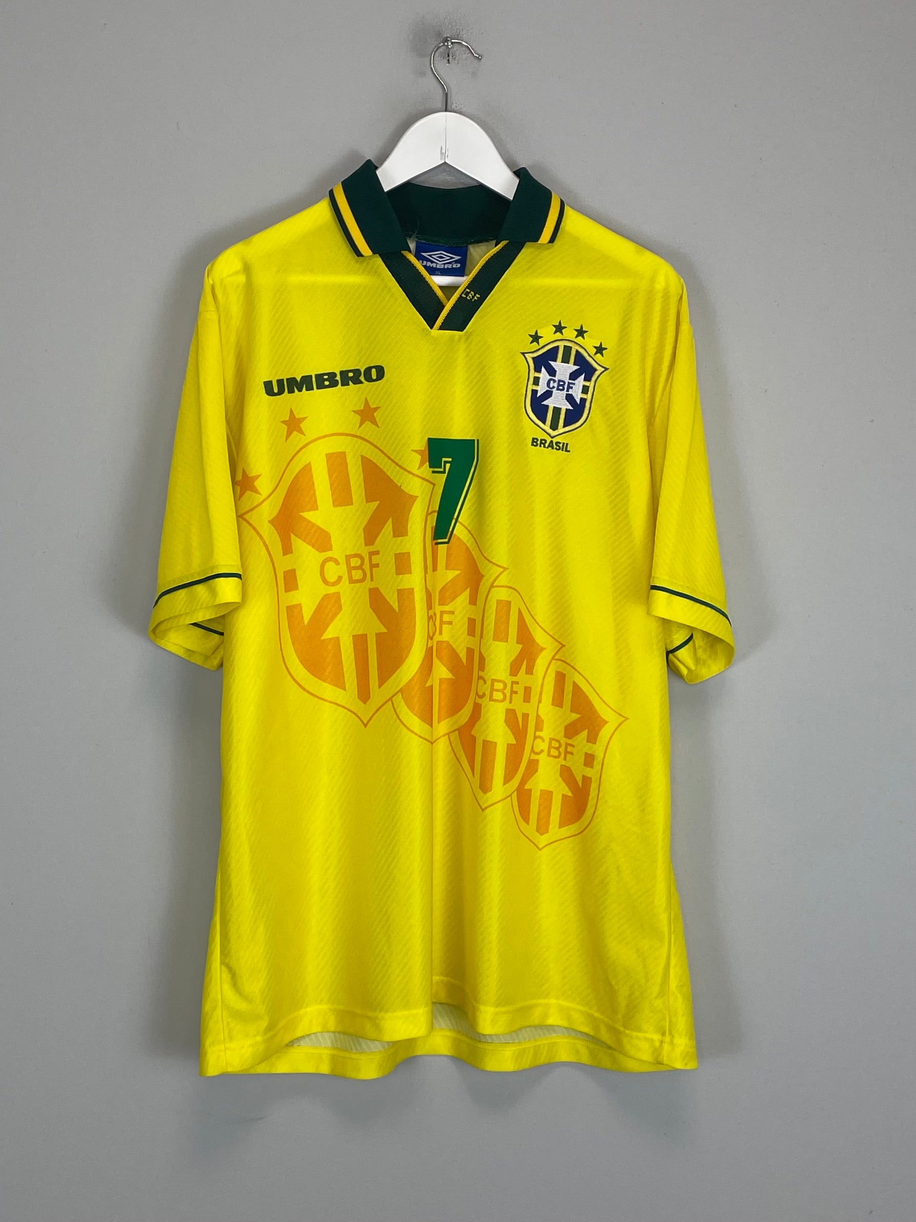 Shop 1994/97 BRAZIL BEBETO #7 HOME SHIRT (XL) UMBRO, classic football shirts, vintage football shirts & retro soccer jerseys at Cult Kits