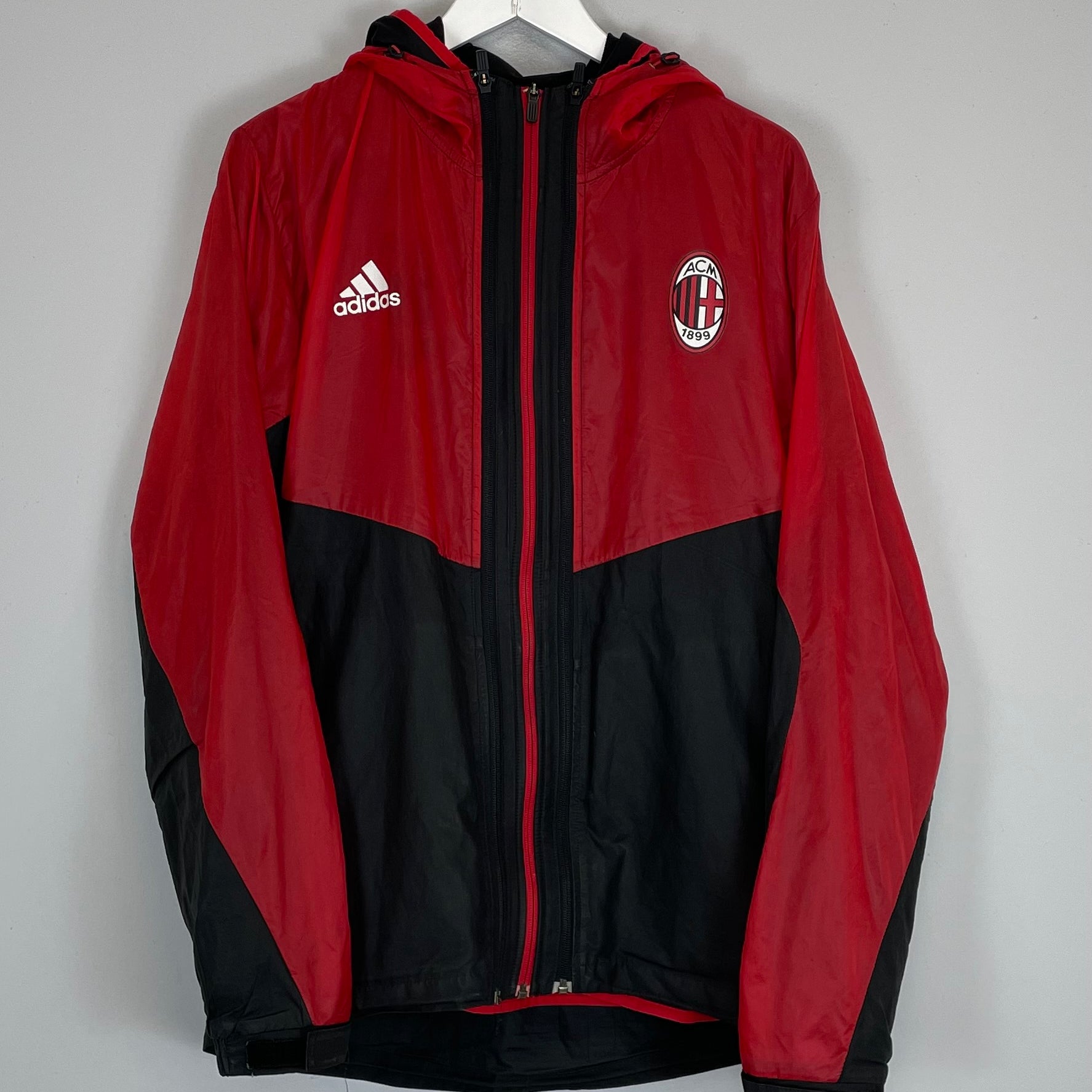 Shop 2013/14 AC MILAN LINED HOODED JACKET (M) ADIDAS, classic football shirts, vintage football shirts & retro soccer jerseys at Cult Kits
