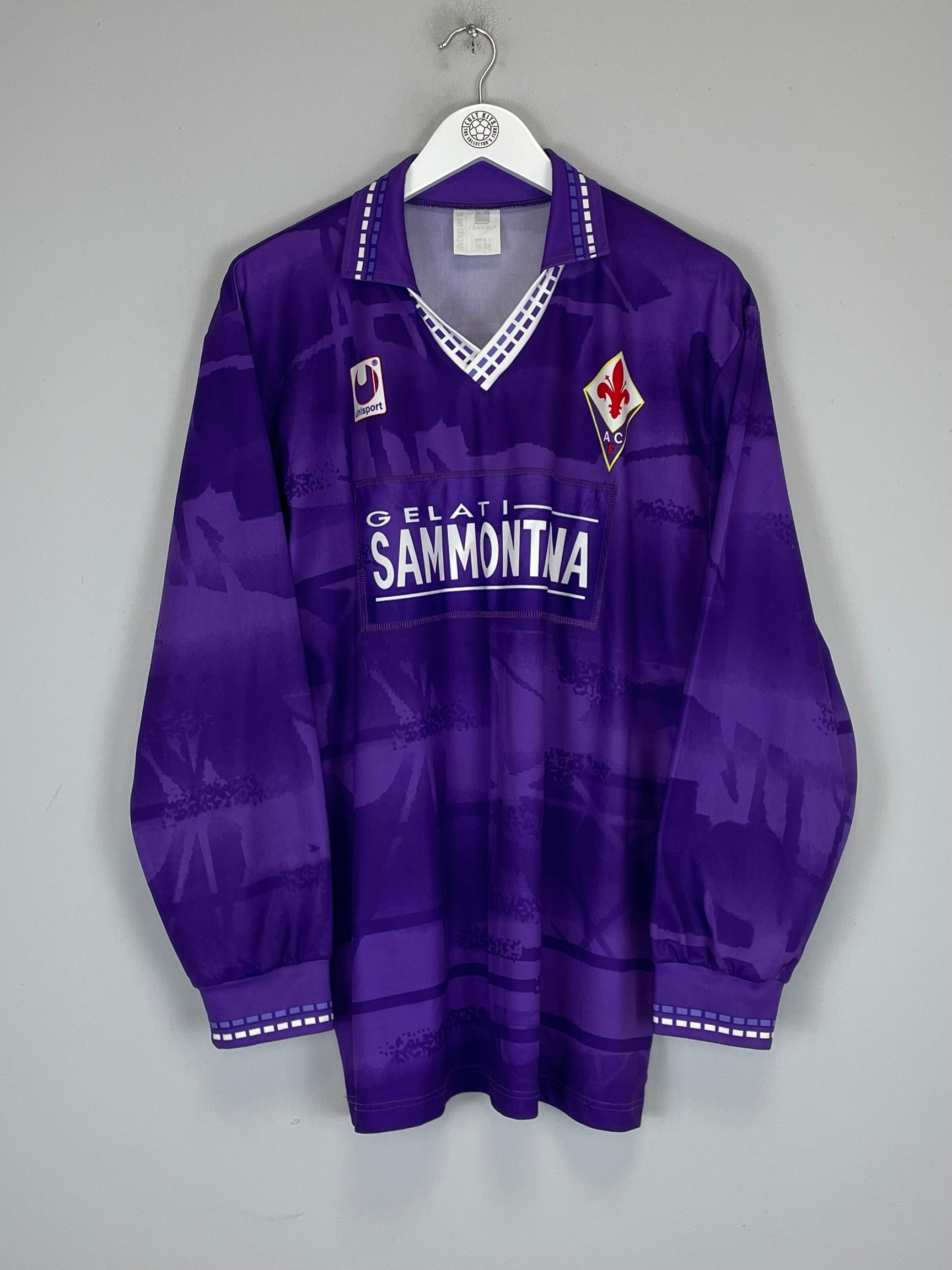 Shop 1994/95 FIORENTINA L/S HOME SHIRT (XL) UHLSPORT, classic football shirts, vintage football shirts & retro soccer jerseys at Cult Kits