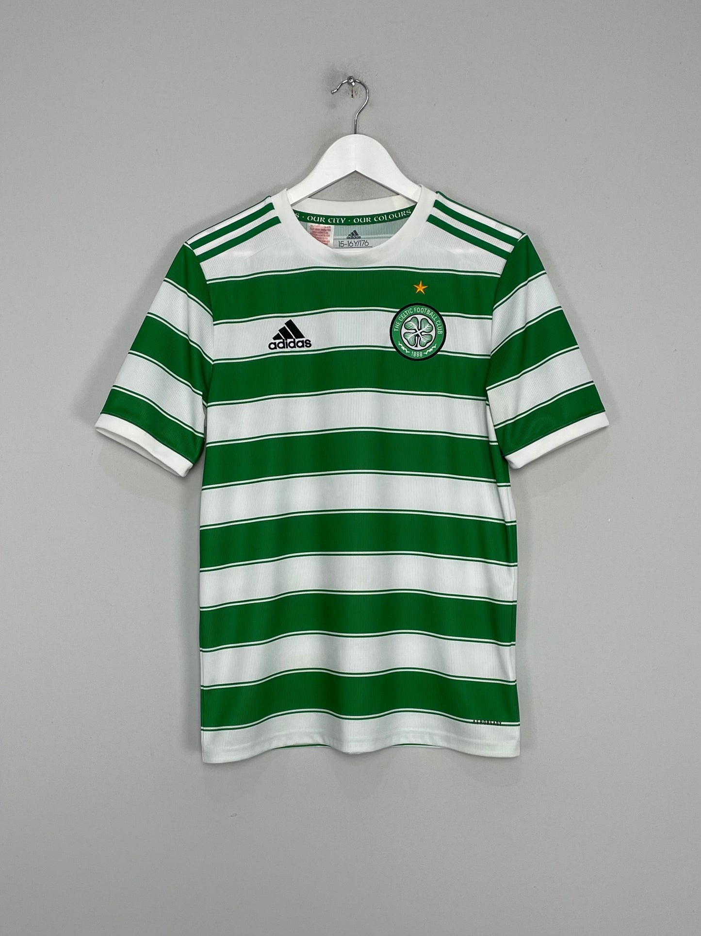 adidas Celtic FC 21/22 Home Jersey - White, Kids' Soccer