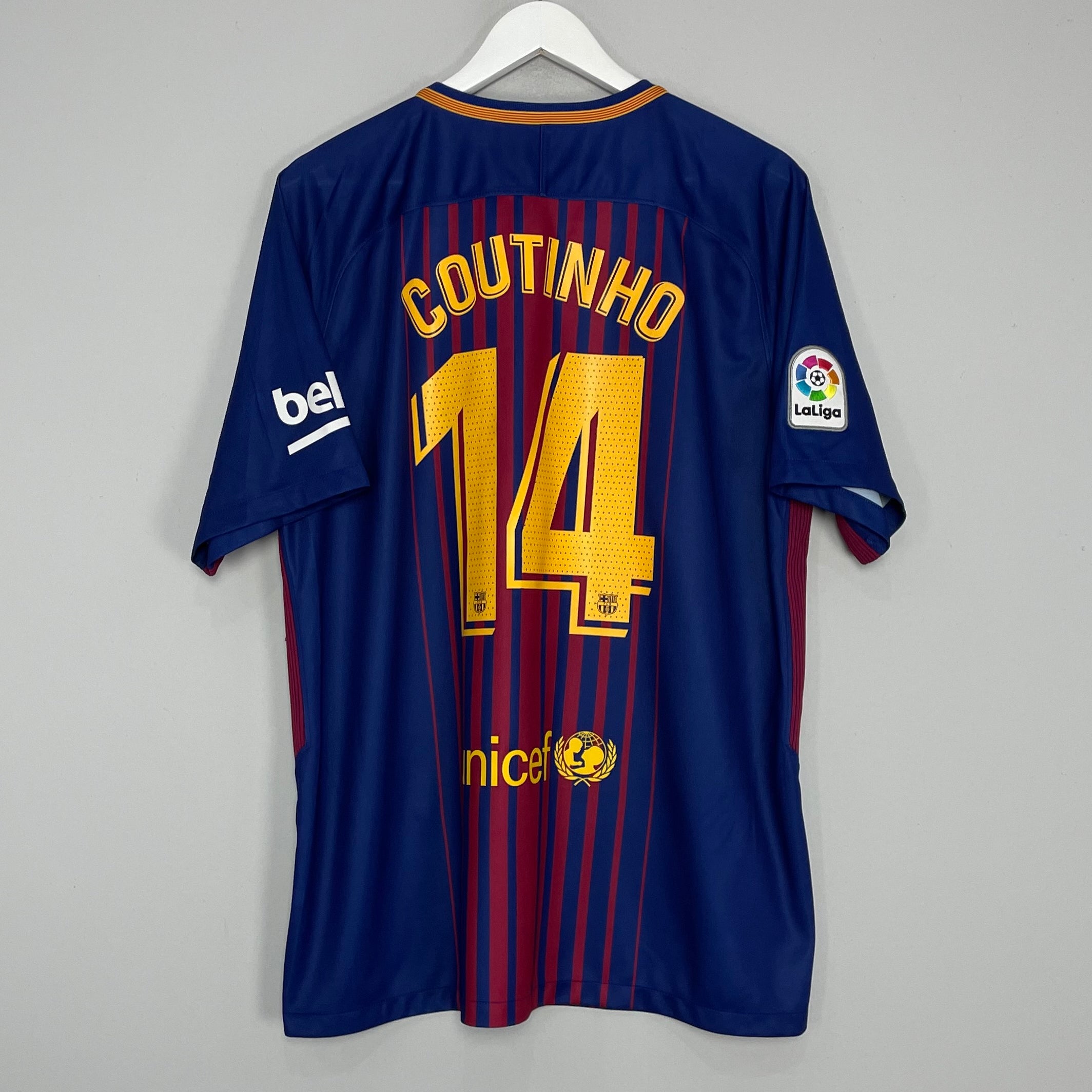 Shop 2017/18 BARCELONA COUTINHO #14 HOME SHIRT (XL) NIKE, classic football shirts, vintage football shirts & retro soccer jerseys at Cult Kits